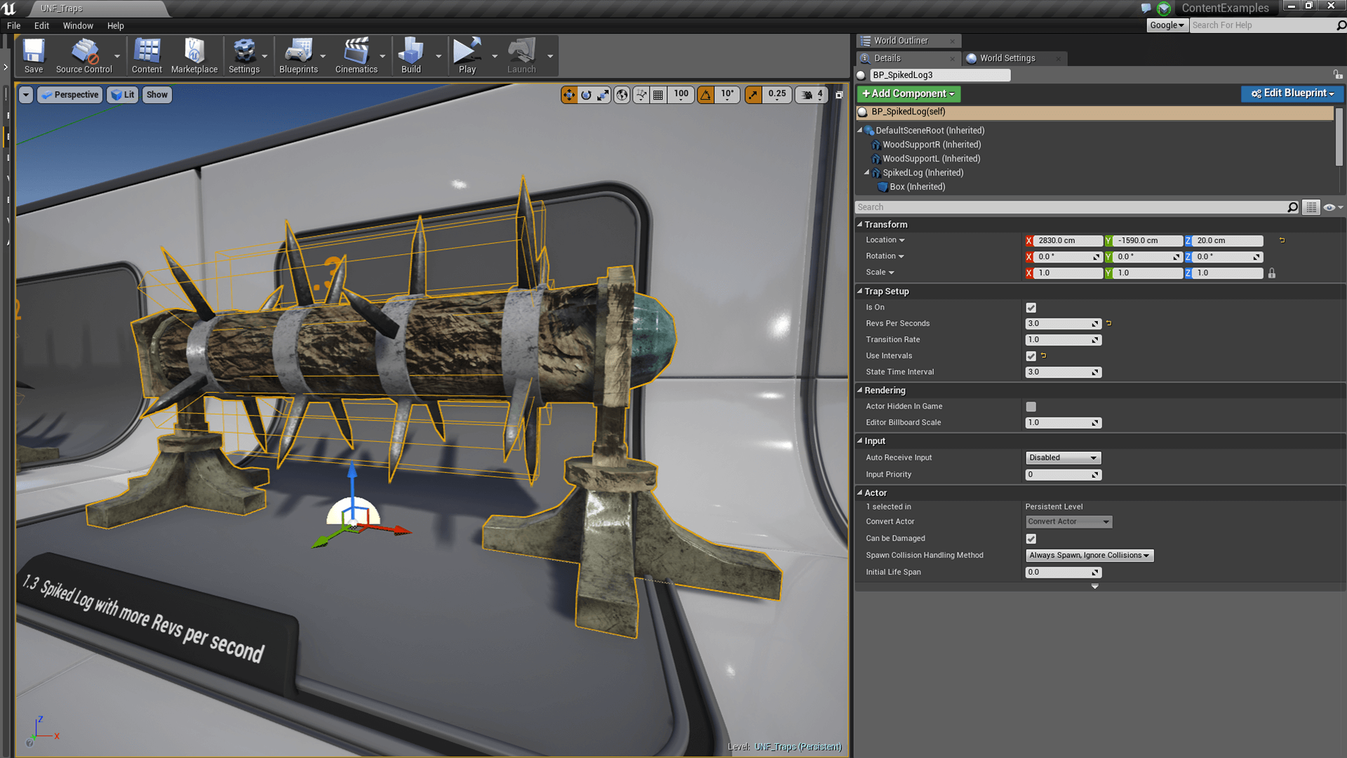 滚石 摆斧 陷阱 地刺 蓝图 虚幻4 UE4 Customizable Deadly Traps插图3