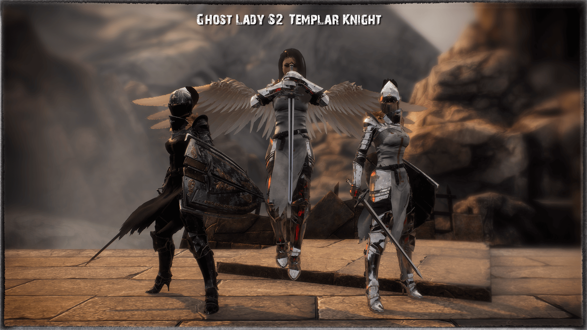 GhostLadyS2 Knight 虚幻4 UE4 女性 骑士 天使 飞翼 角色 动画