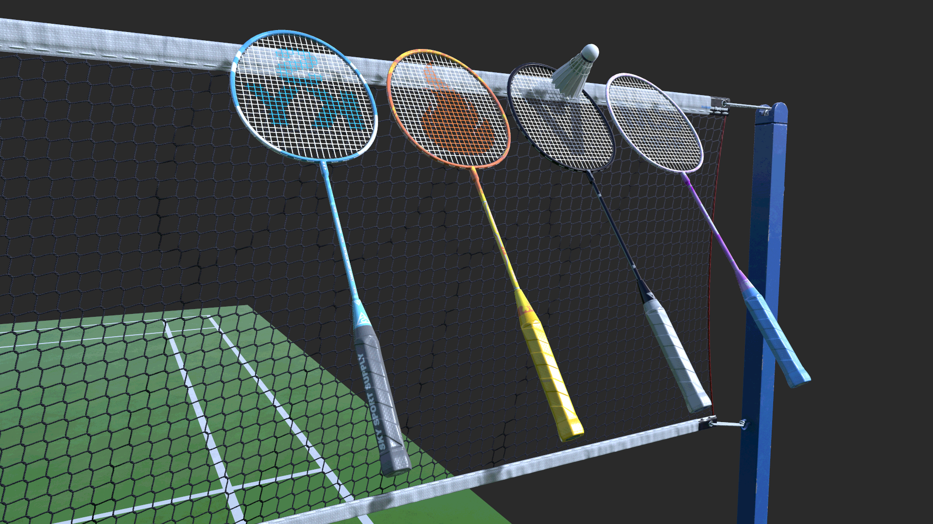 Sport Badminton 虚幻4 UE4 网球场 羽毛球 球拍 场景 素材包插图1