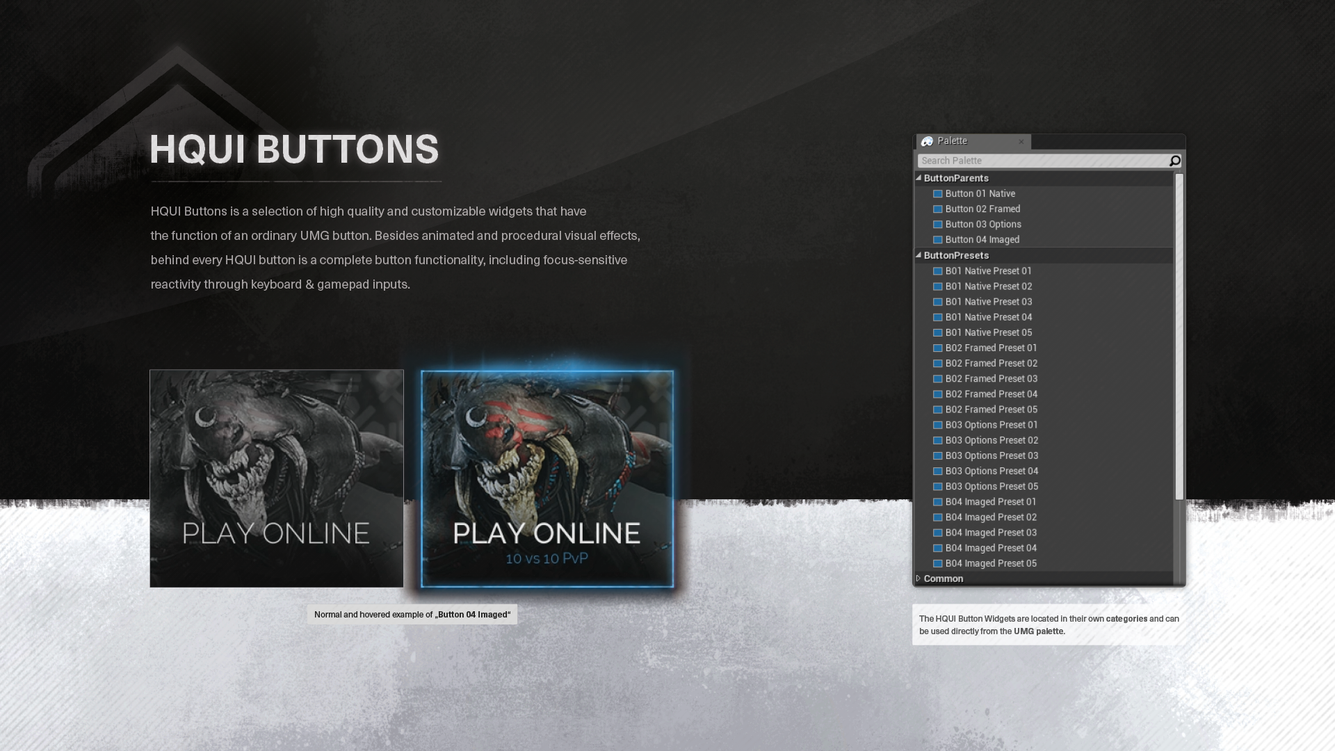 高级菜单自定义按键按钮界面特效材质 虚幻4 ue4 HQUI Buttons插图1