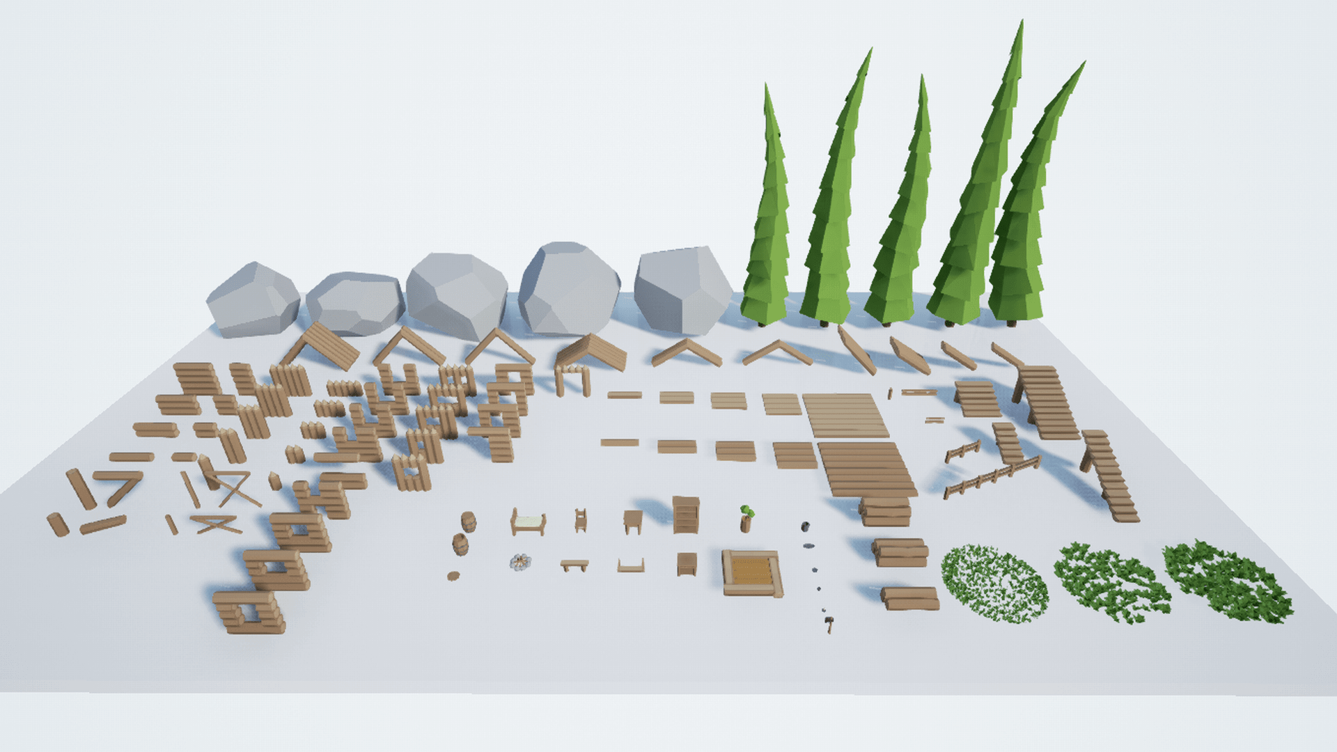 卡通 低模 木屋 场景 虚幻4 UE4 Low Poly Wood Stronghold