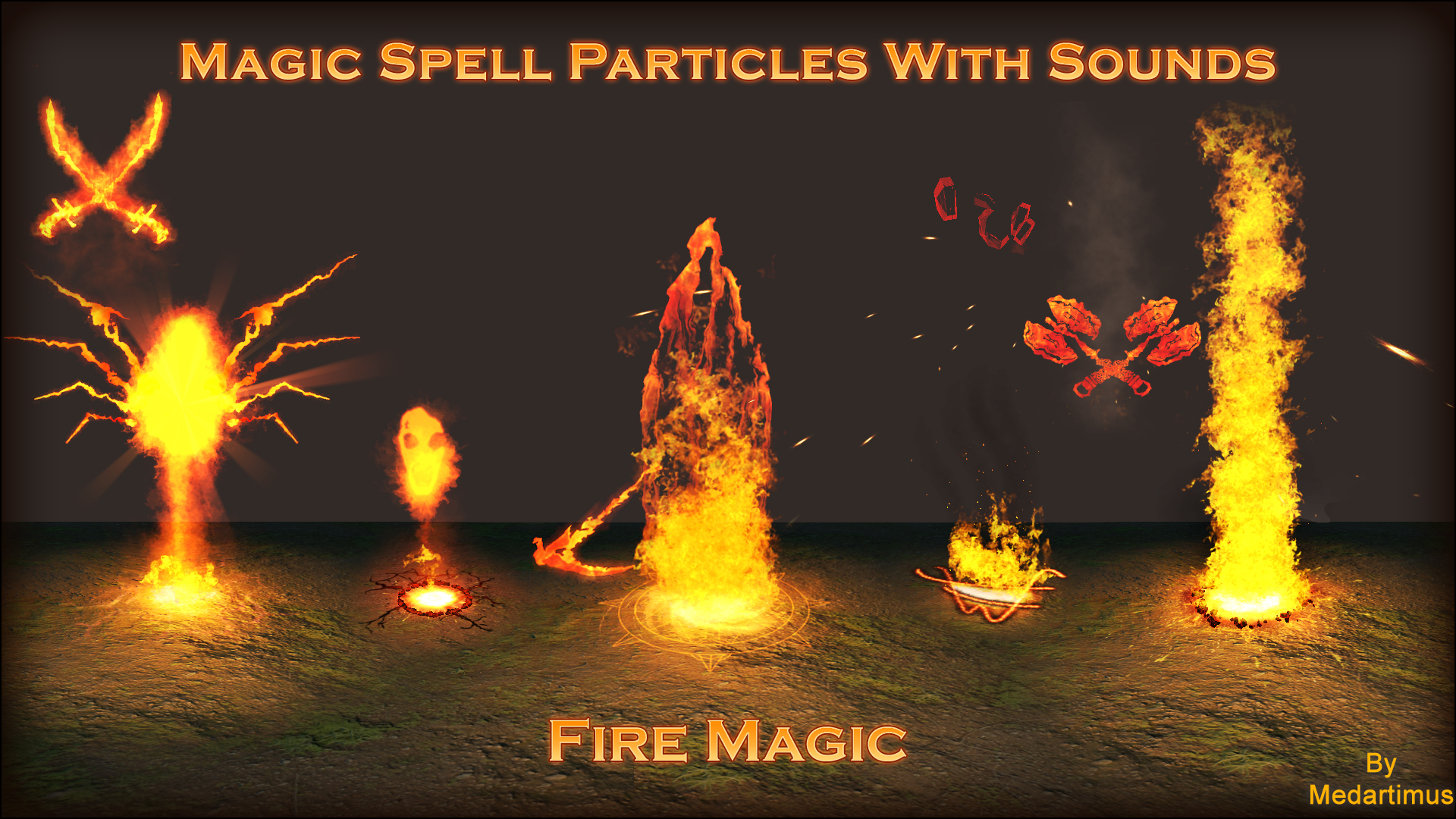 魔法火焰印记标记图案粒子特效声音 虚幻4 ue4 Magic Fire Spells