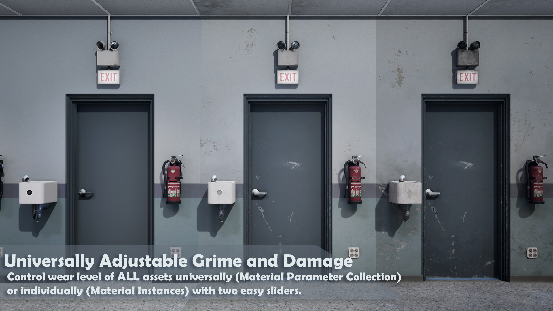 模块化 公共 走廊 场景 可做旧 虚幻4 UE4 Public Hallway Pack插图2