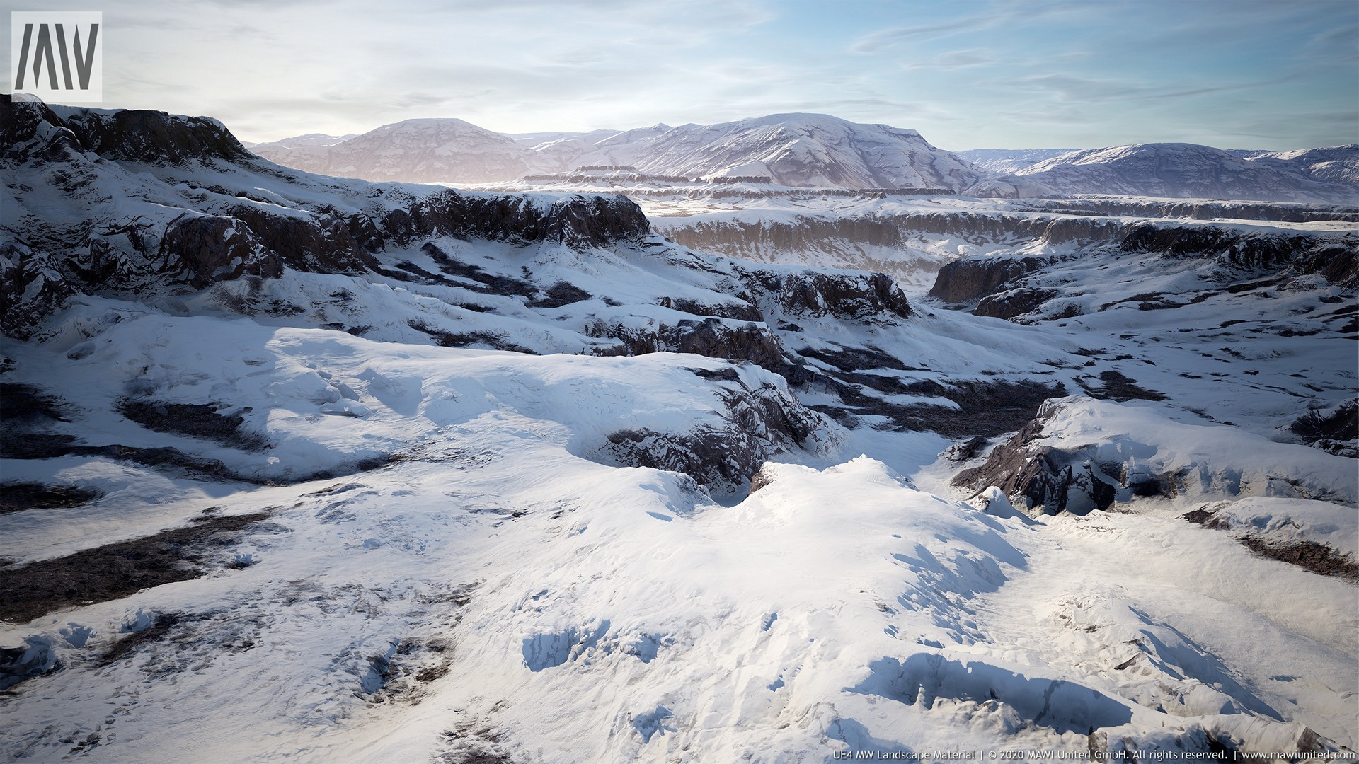 草地 雪地荒漠 地形 材质 环境 虚幻4 UE4 MW Landscape Material插图1