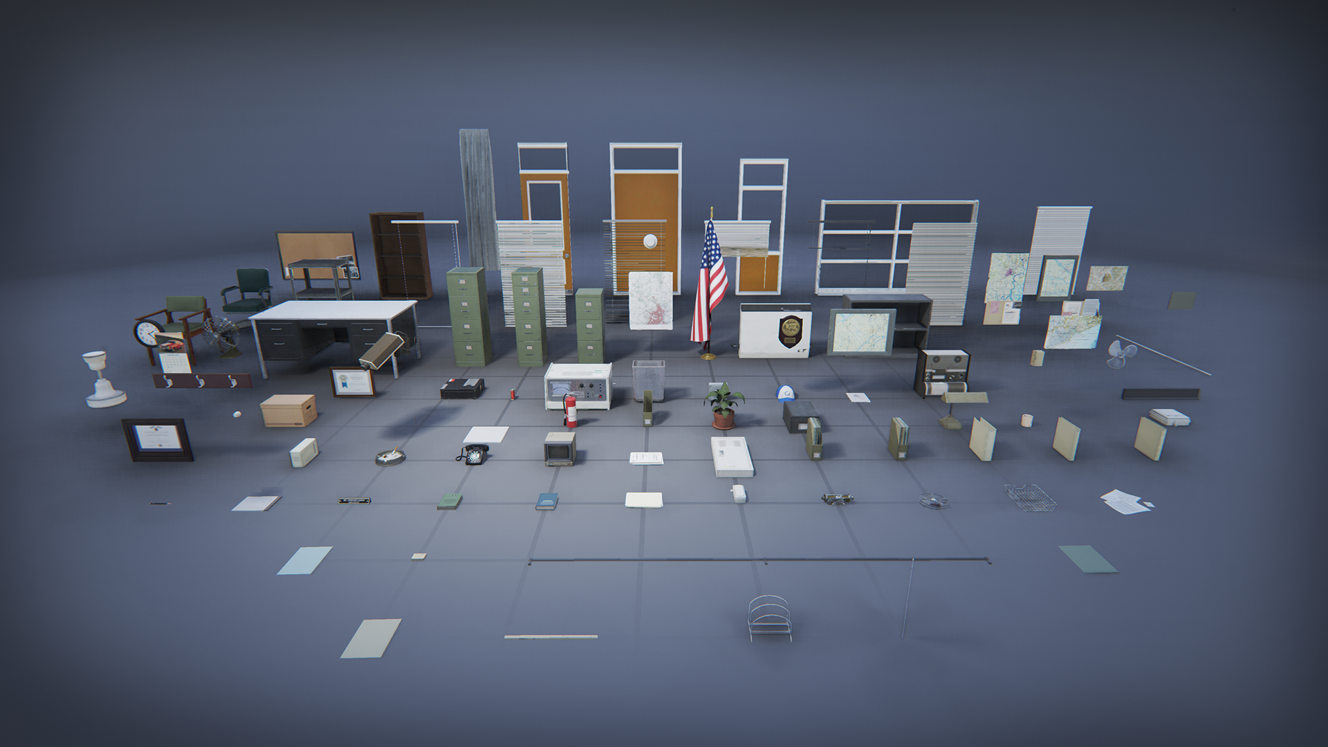 Retro Office Environment 虚幻4 UE4 档案室 侦探 办公室 场景插图3