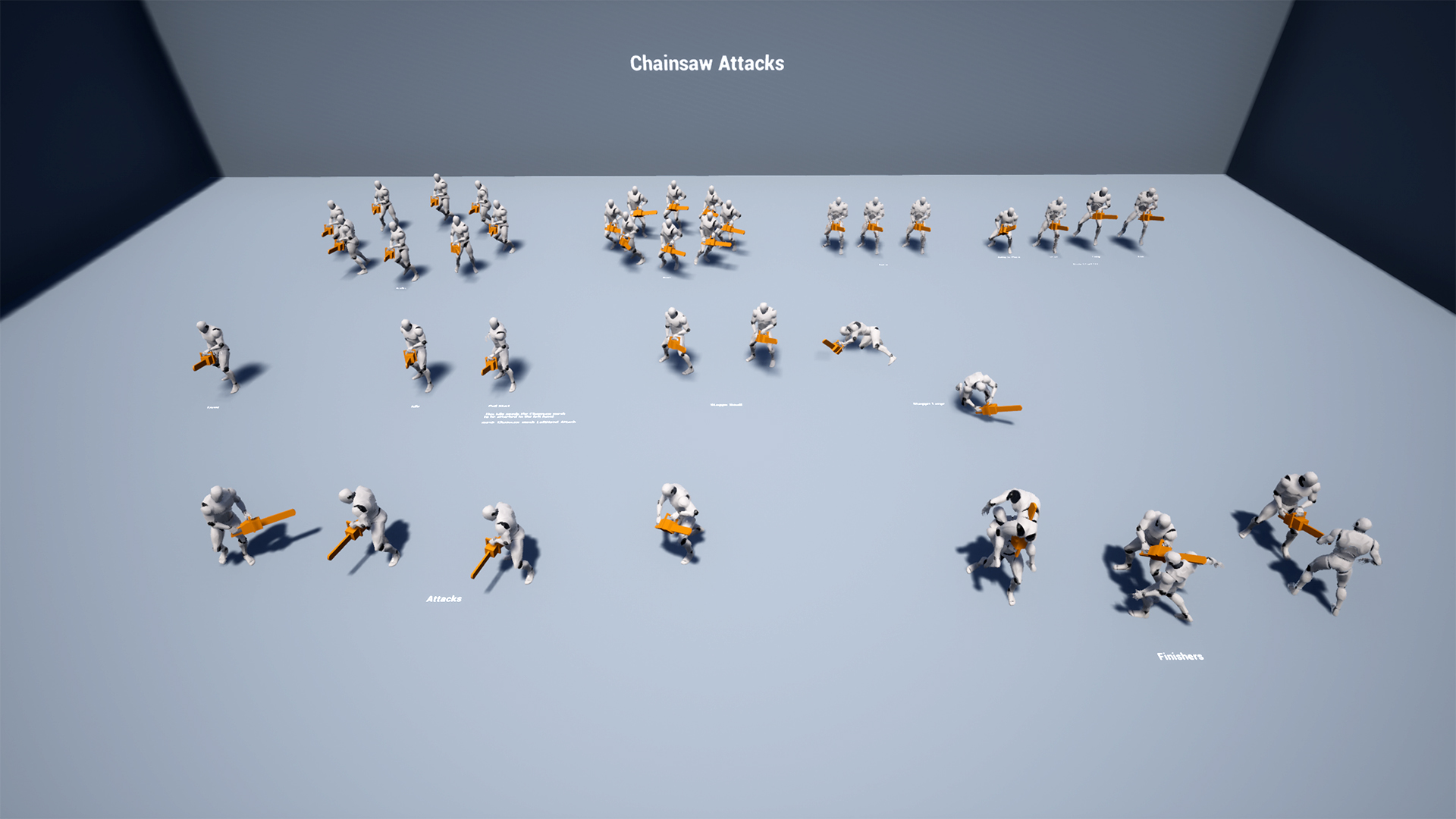 电锯链锯杀人魔攻击移动动画重定向 虚幻4 ue4 Chainsaw Attacks插图4