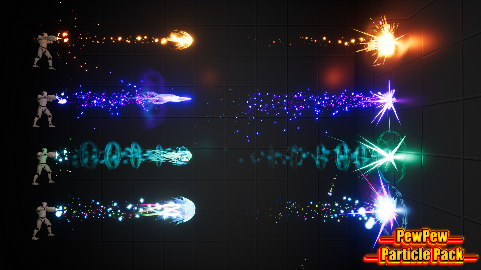 Luos’s PewPew Particle Pack 虚幻4 UE4 手炮 能量波 粒子 特效插图1