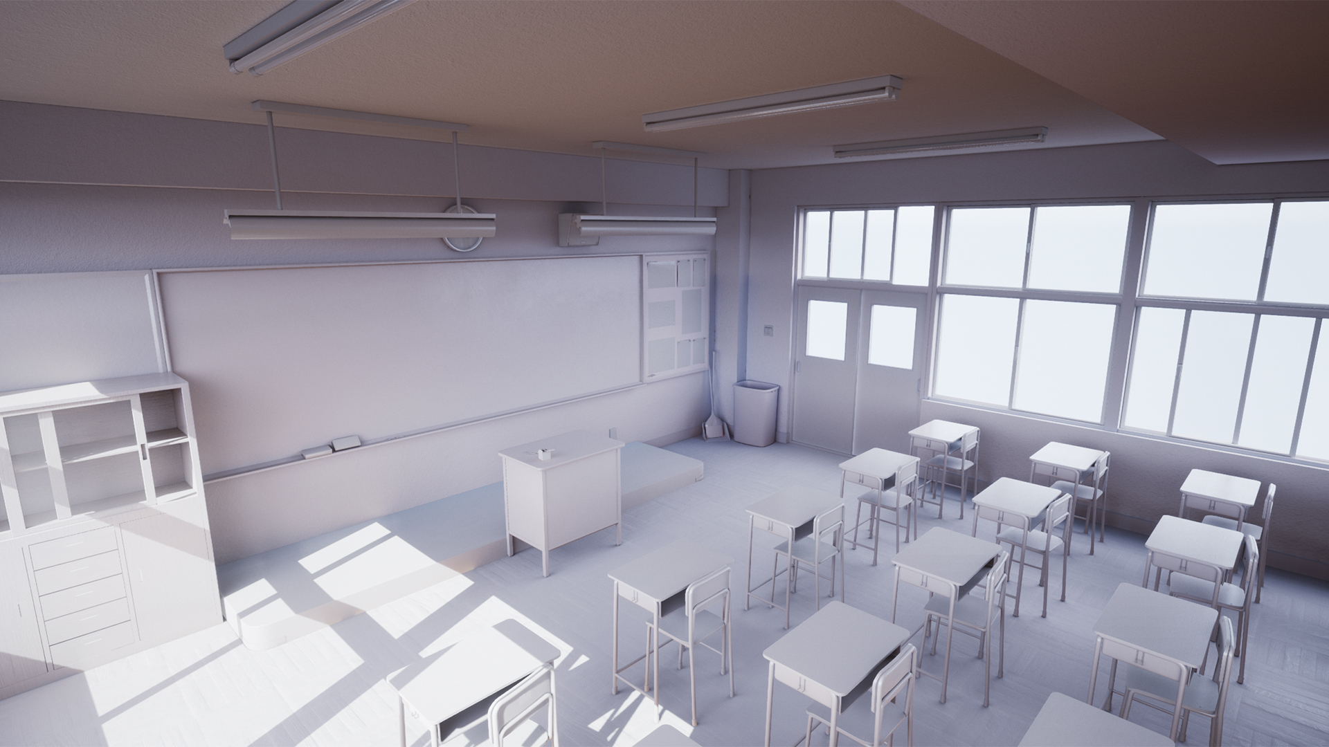 教室 学校 课堂 黑板 室内 场景 虚幻4 UE4 Classroom插图1