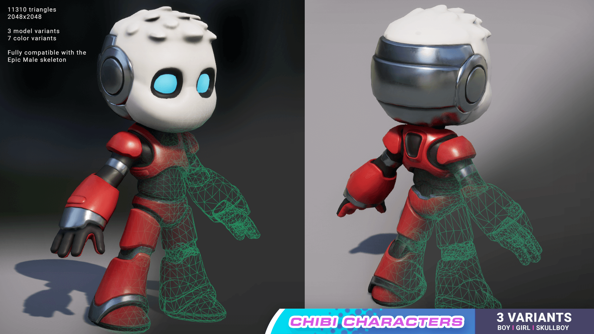 Chibi Characters 虚幻4 UE4 洛克人 卡通 角色 动作插图2