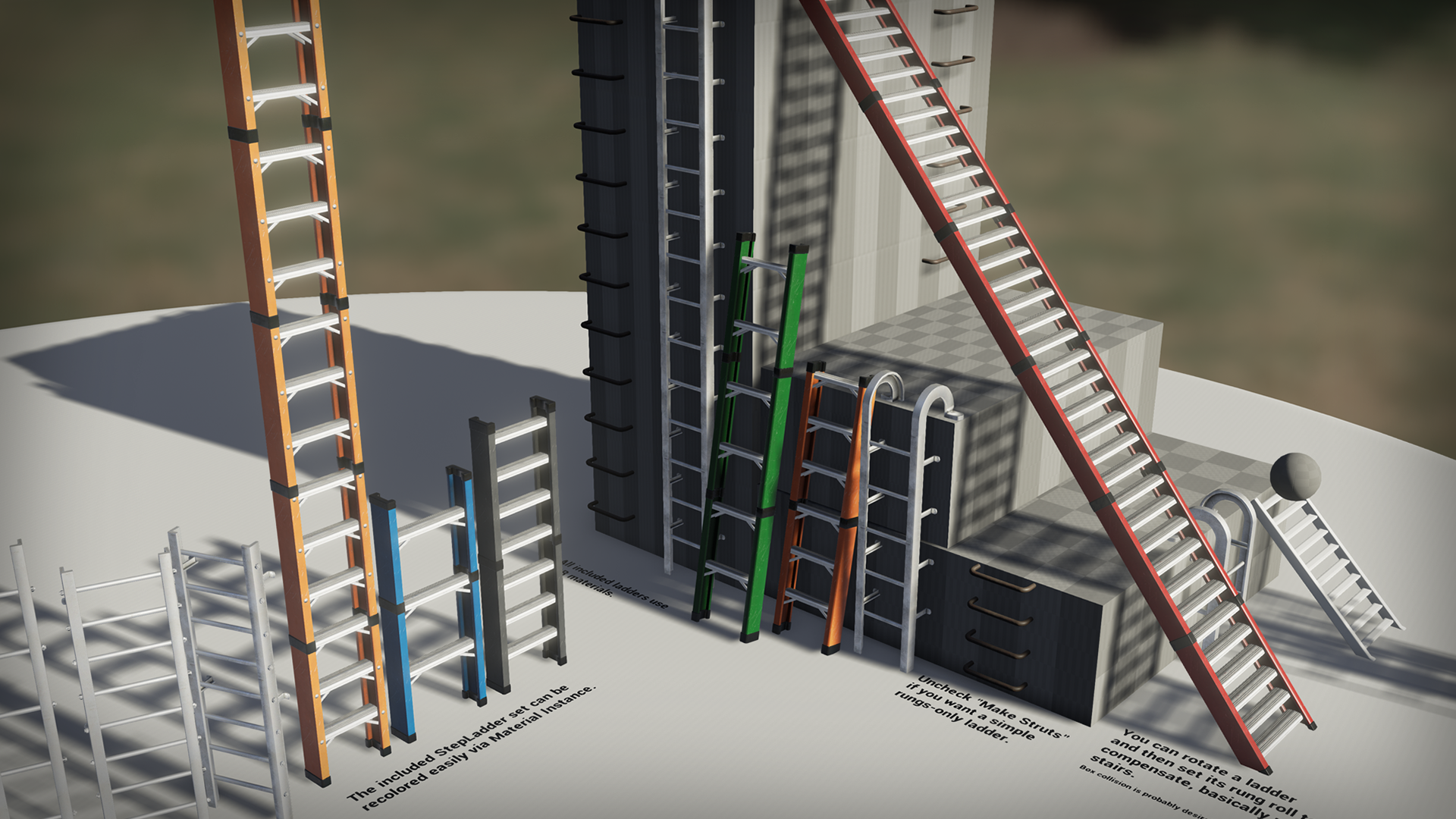 Impromptu Procedural Ladders 虚幻4 UE4 梯子 爬梯 生成器 蓝图插图2