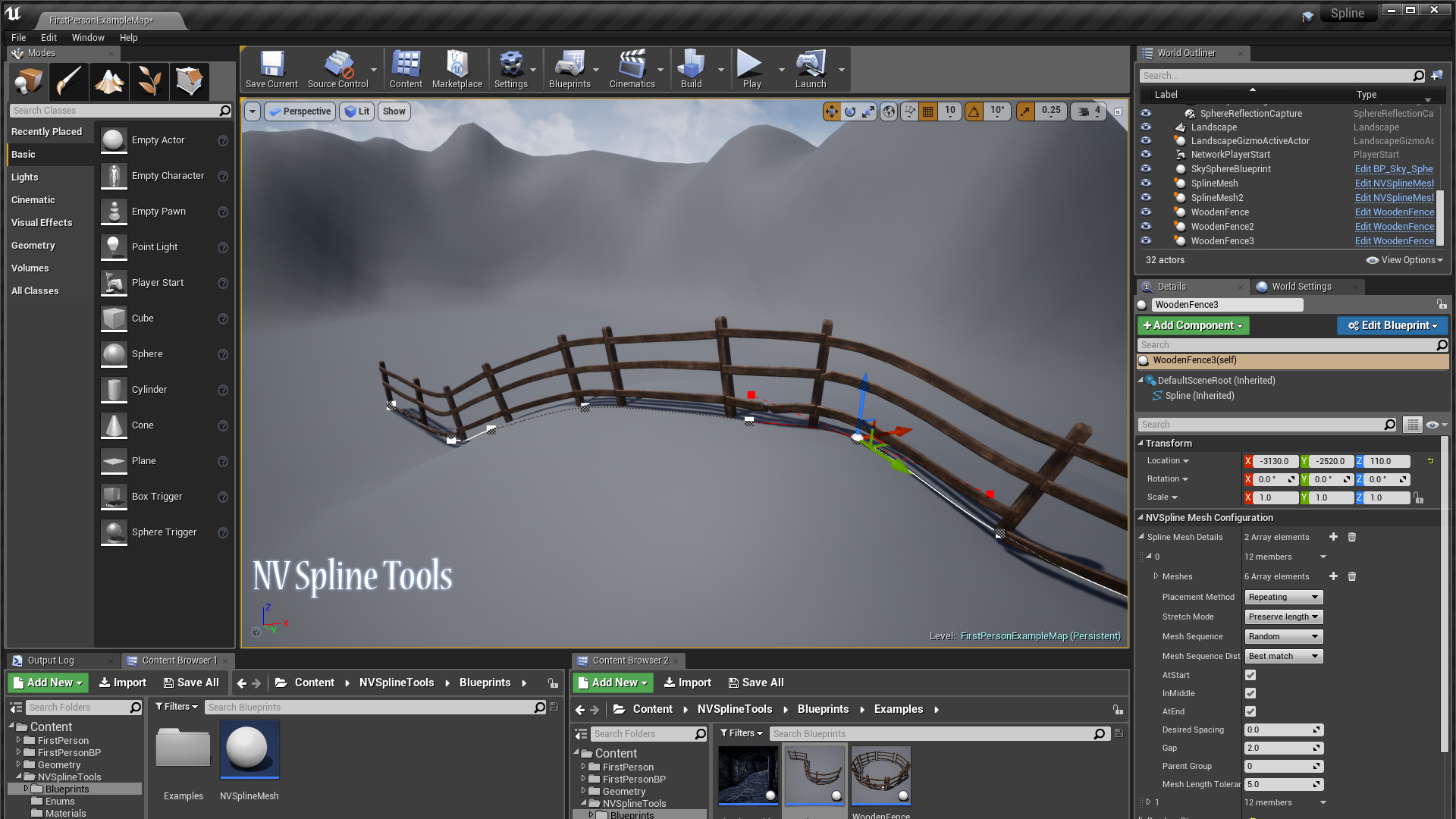 样条线 路径 模型 编辑 工具 蓝图 虚幻4 UE4 NV Spline Tools插图1