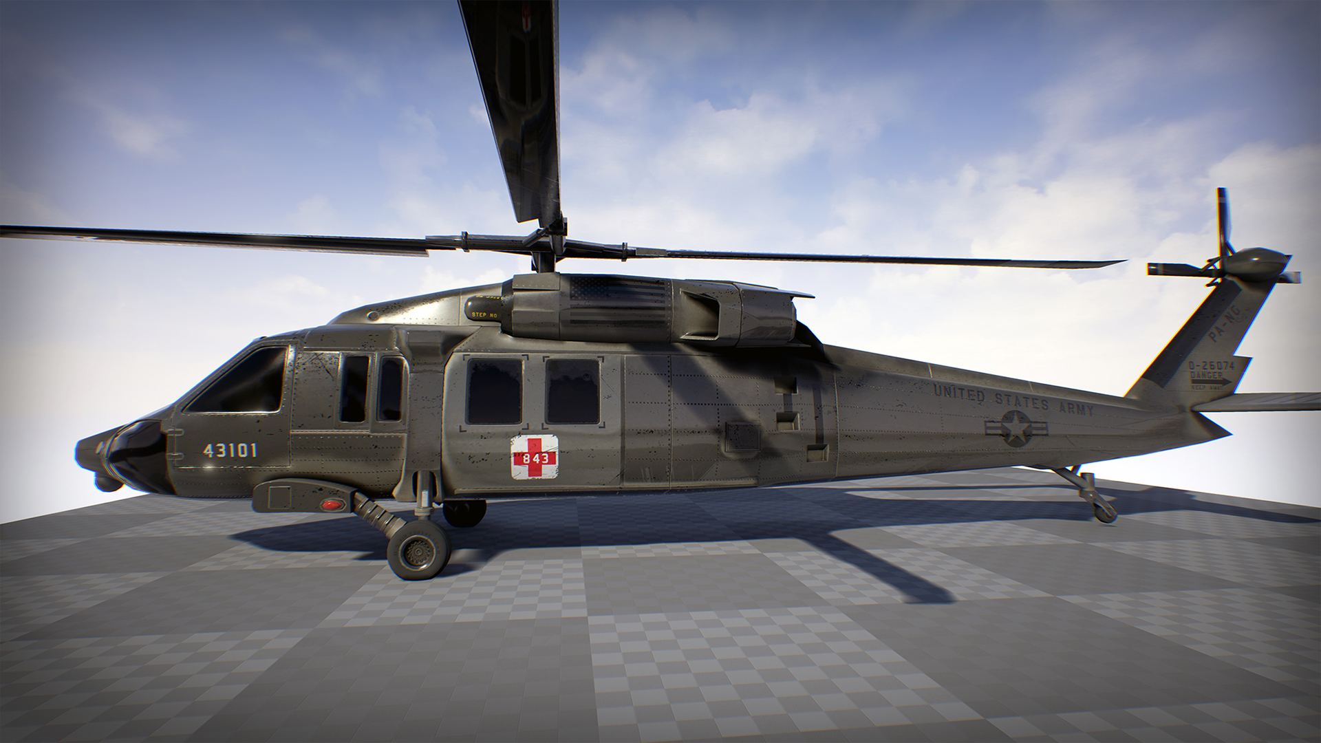 黑鹰 直升机 驾驶 蓝图 虚幻4 UE4 Helicopter UH60M Blackhawk插图1