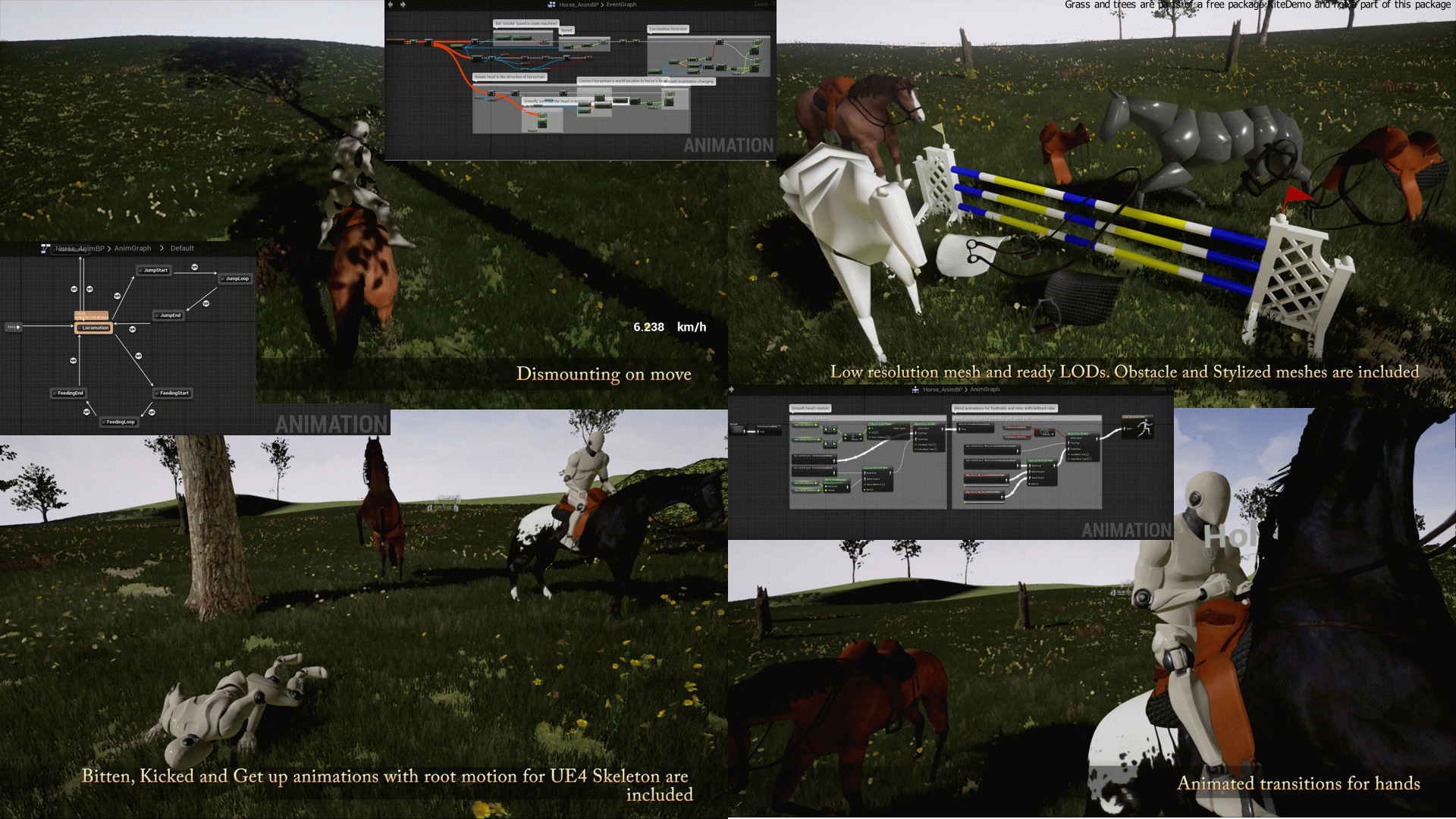 Horse Riding and Taming Kit 虚幻4 UE4 骑马 跨栏 动画 蓝图插图3