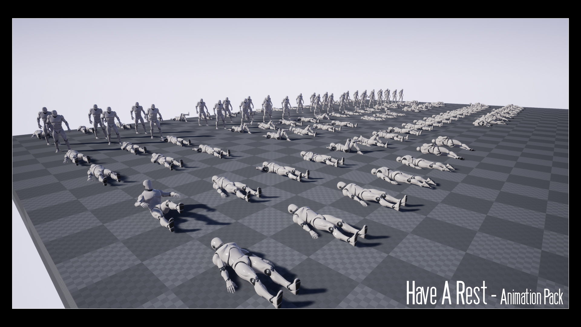 休息睡觉放松偷懒躺下动画重定向 虚幻4 ue4 Have A Rest Laying Down Animation Pack插图3