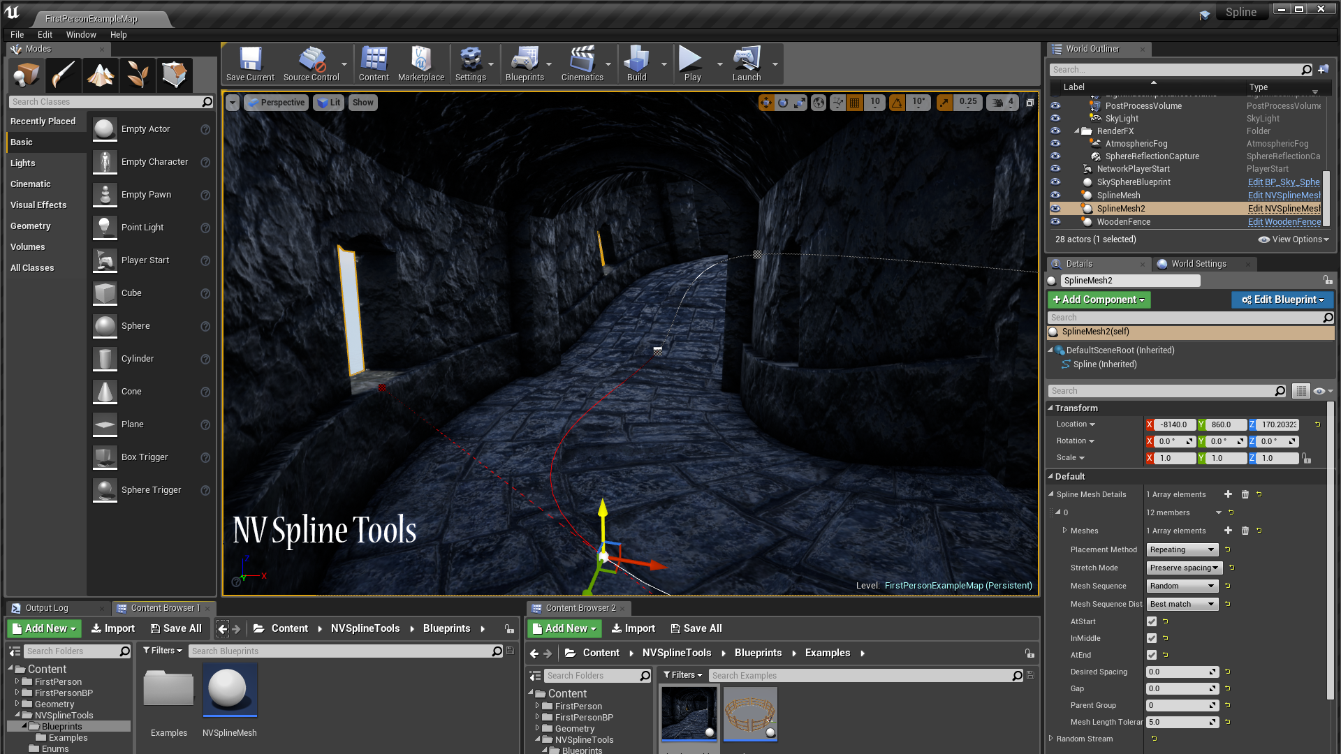 样条线 路径 模型 编辑 工具 蓝图 虚幻4 UE4 NV Spline Tools插图2