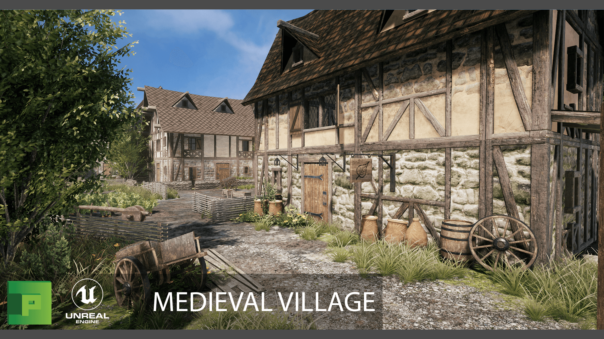 Medieval Village 虚幻4 UE4 中世纪 乡村 村落 彩带 场景