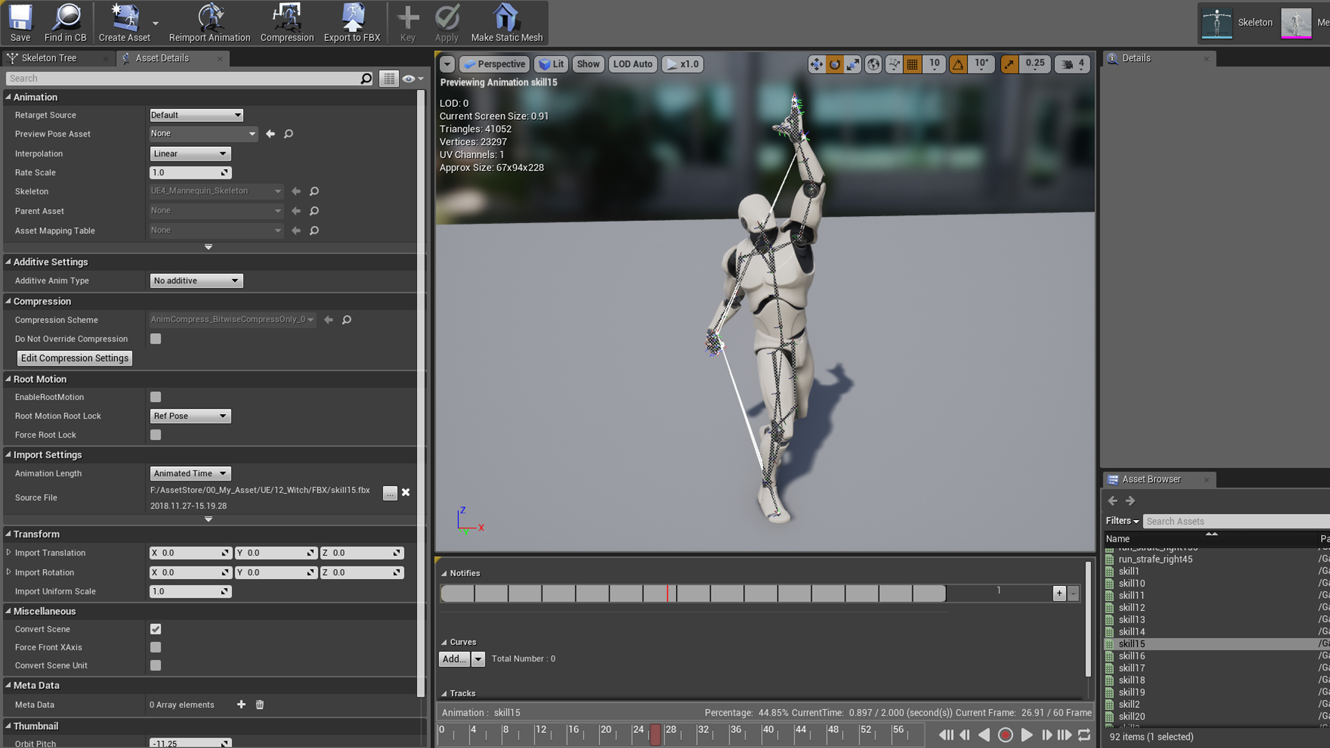 Witch Animation Set 虚幻4 UE4 巫师 法师 法杖 动画动作 素材包插图5