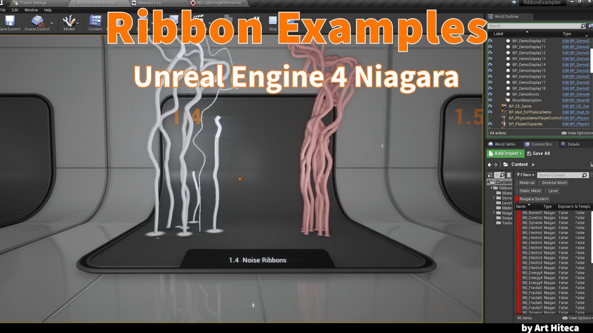 落雷闪电线性游戏特效项目 虚幻4 ue4 Niagara Ribbon examples插图5