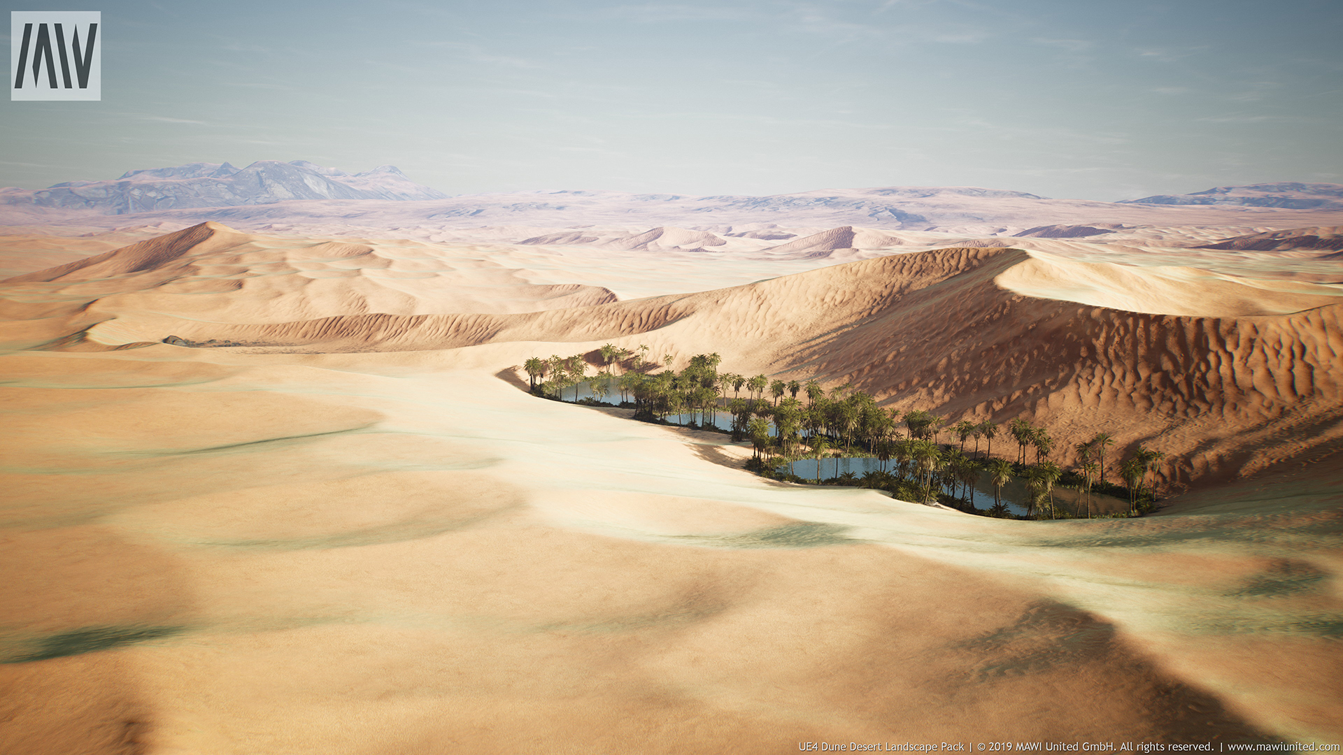 Dune Desert Landscape 虚幻4 UE4 逼真 沙漠 绿洲 AAA级 场景