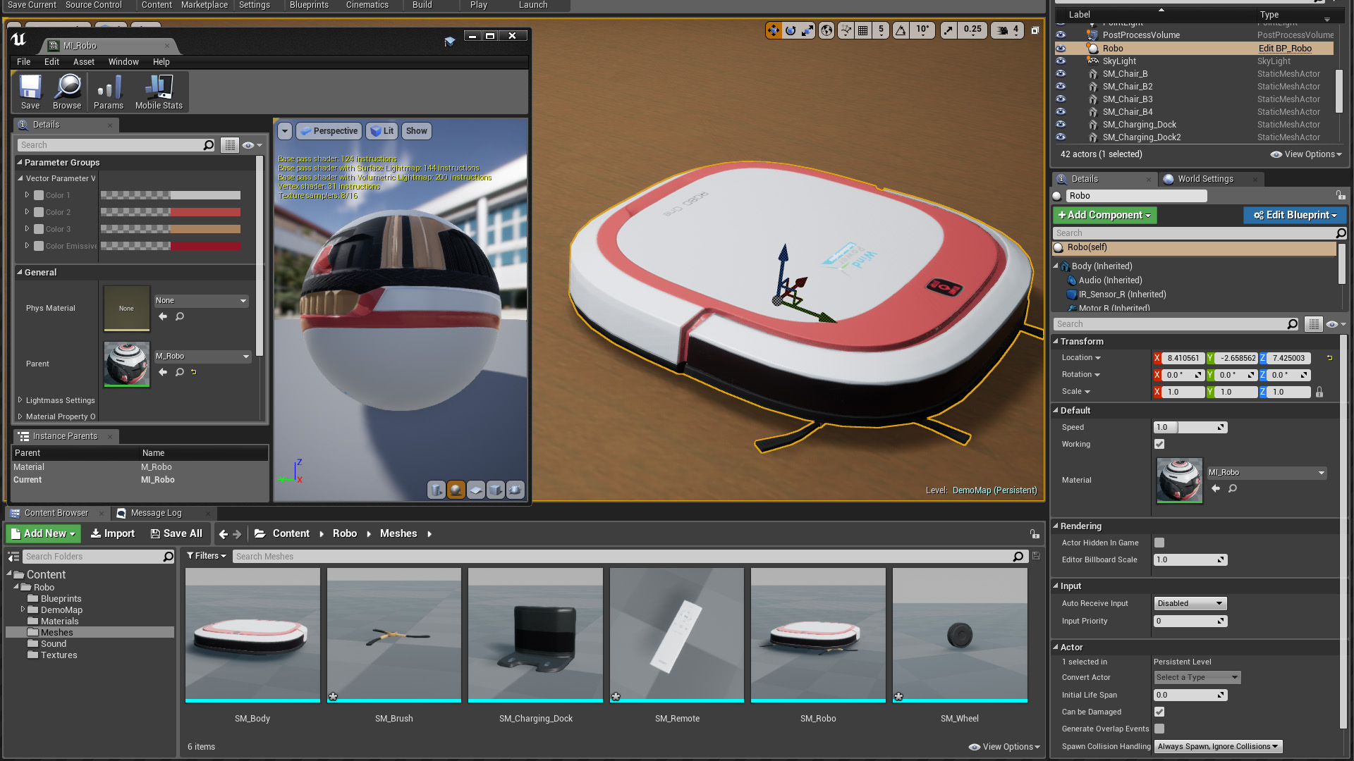 扫地机器人自动巡回避障蓝图 虚幻4 ue4 Robot Vacuum Cleaner插图2