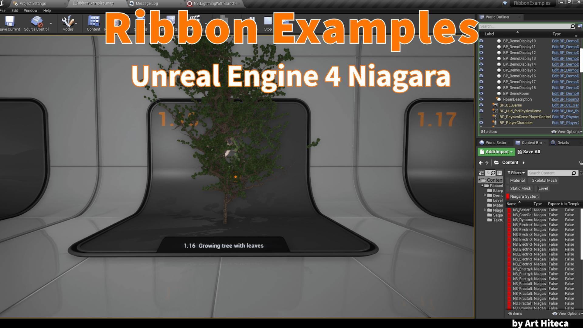 落雷闪电线性游戏特效项目 虚幻4 ue4 Niagara Ribbon examples插图11