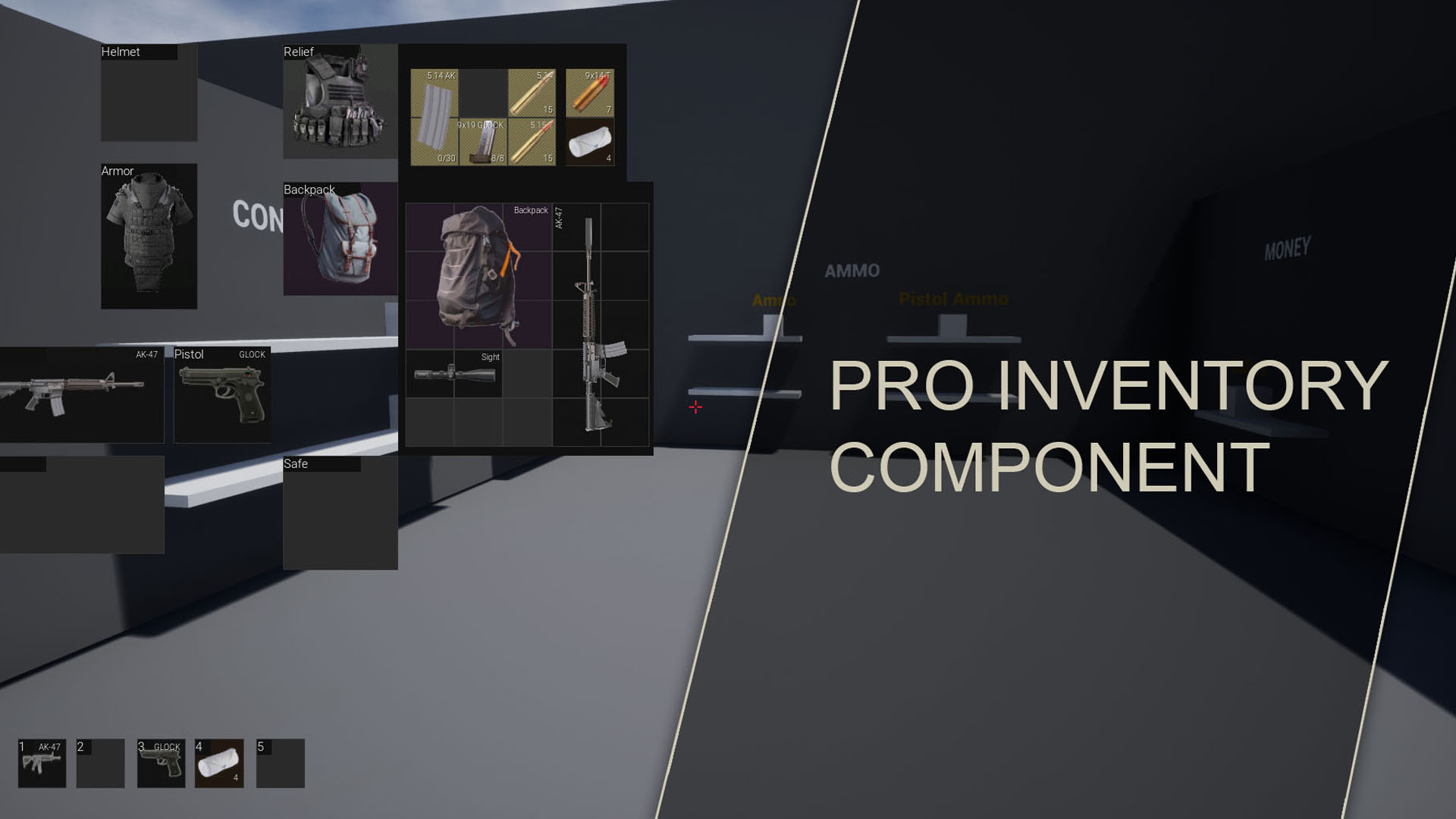 装备库存军火弹药蓝图项目 虚幻4 ue4 Pro Inventory Component