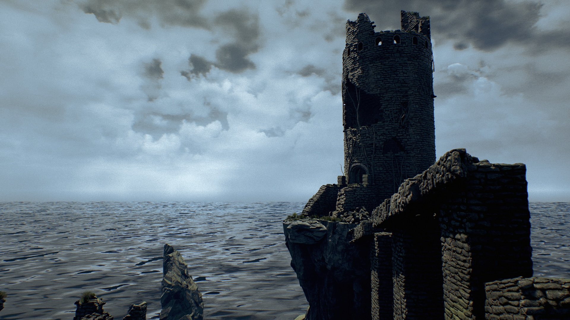 Cliff Tower Ruins 虚幻4 UE4 海边 悬崖 高塔 遗迹 场景