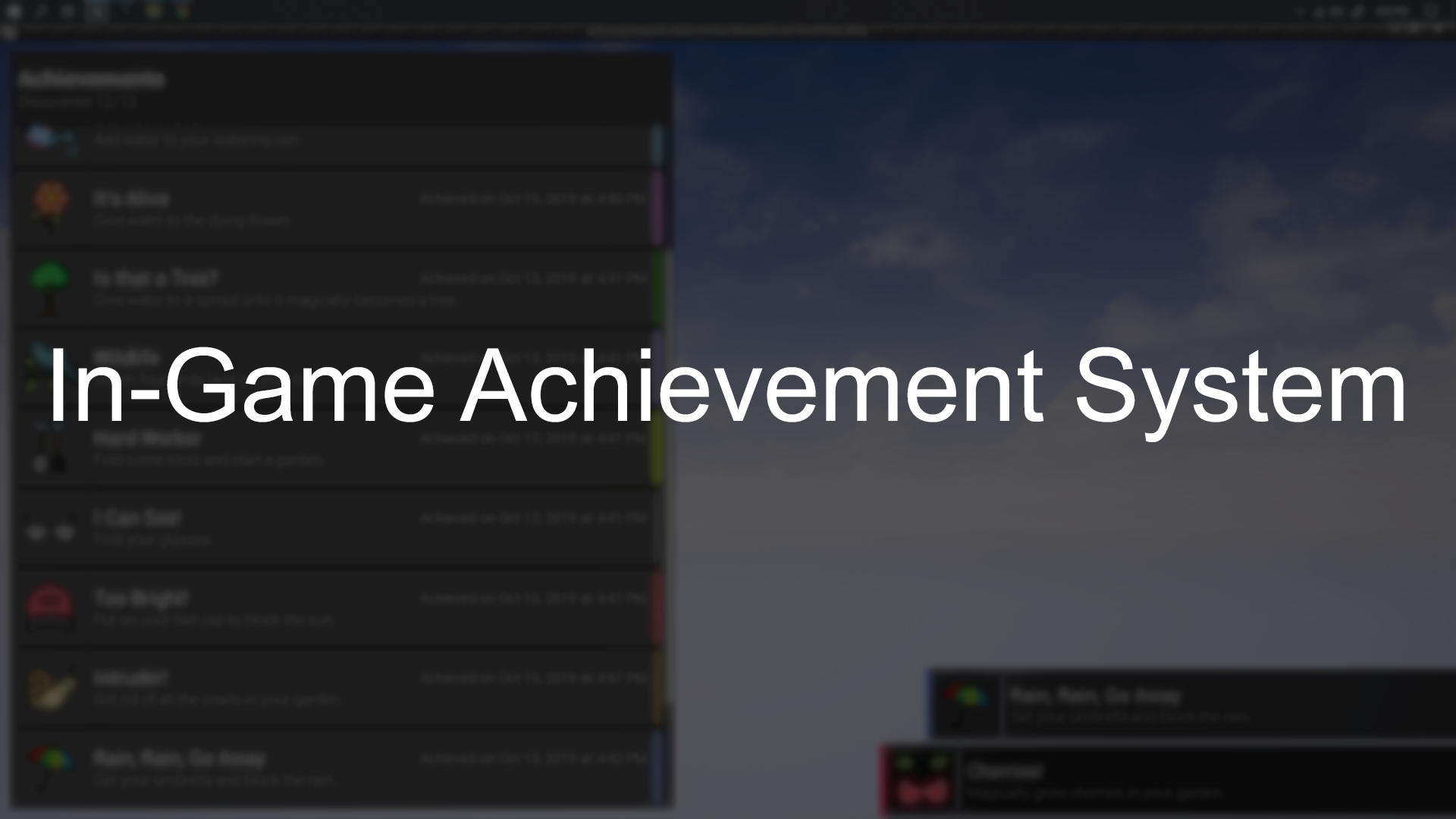 游戏内设置成就解锁系统蓝图 虚幻4 ue4 In Game Achievement