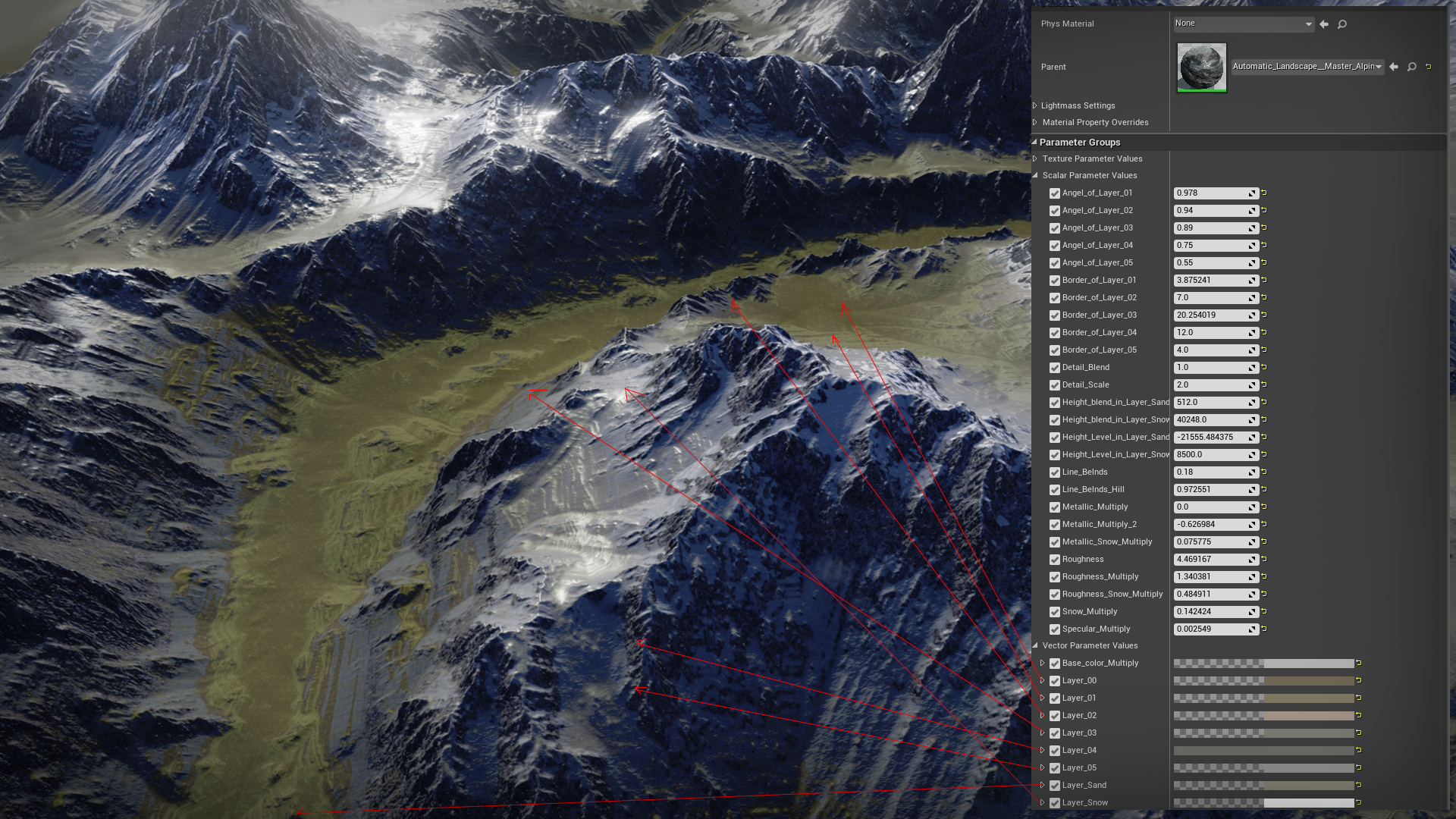 阿尔卑斯 地形 材质 蓝图 虚幻4 UE4 AutoLandscapeMatAlpine插图4