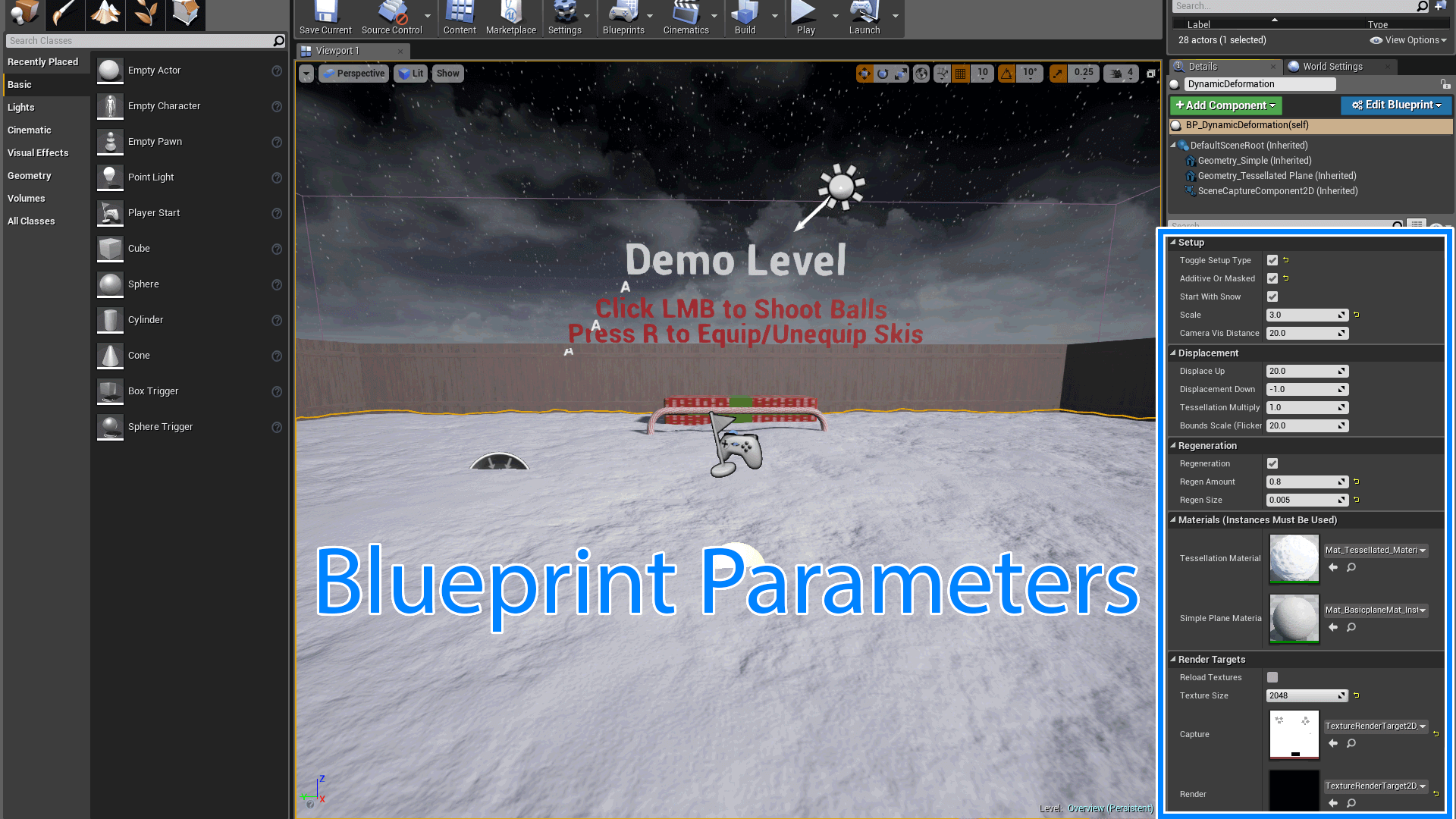 Dynamic Plane Deformation Blueprint 虚幻4 UE4 雪地交互 蓝图插图3