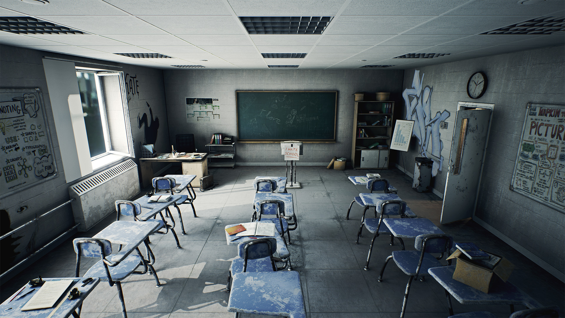 高质量 高中 学校 教室 场景 虚幻4 UE4 HighSchool Classroom