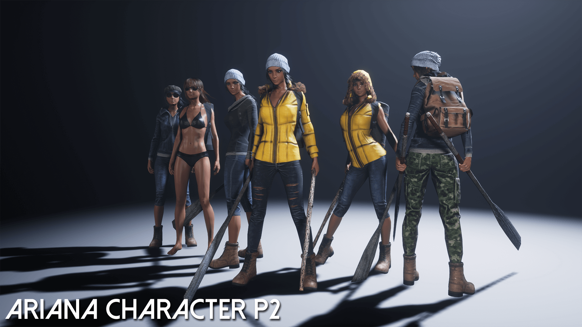 Ariana Character P2 虚幻4 UE4 fps 游戏 美女 角色 划桨 动画