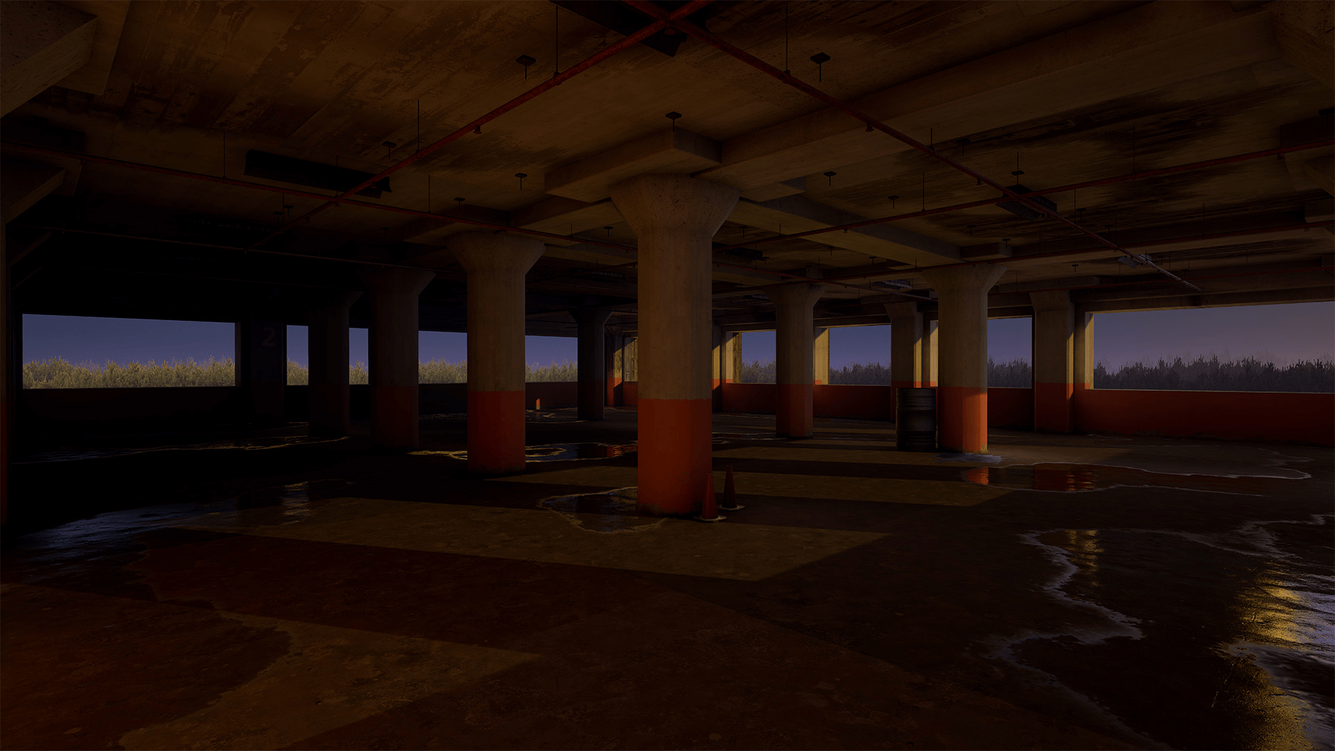 废弃 停车场 涂鸦 水滩 虚幻4 UE4 Abandoned Parking Garage