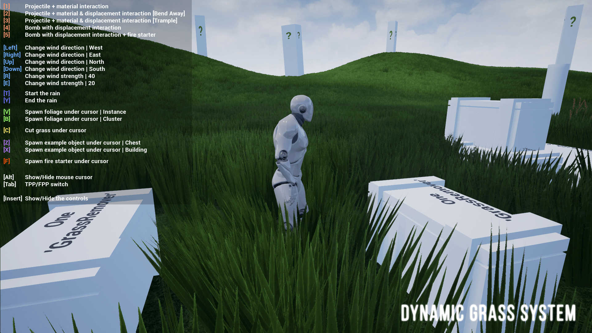 可交互 草地 草丛 系统 蓝图 虚幻4 UE4 Dynamic Grass System插图3