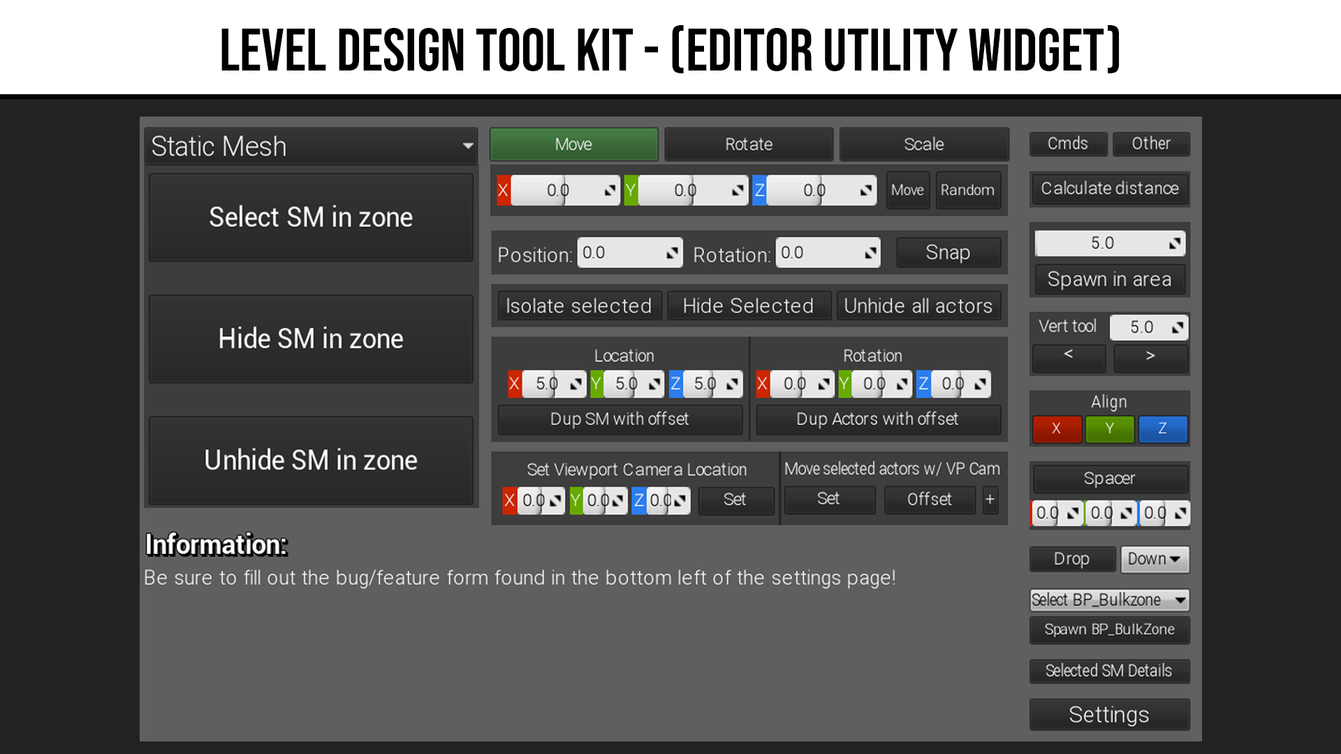 物体摆放批量分布角度游戏蓝图 虚幻4 ue4 Level Design Tool Kit