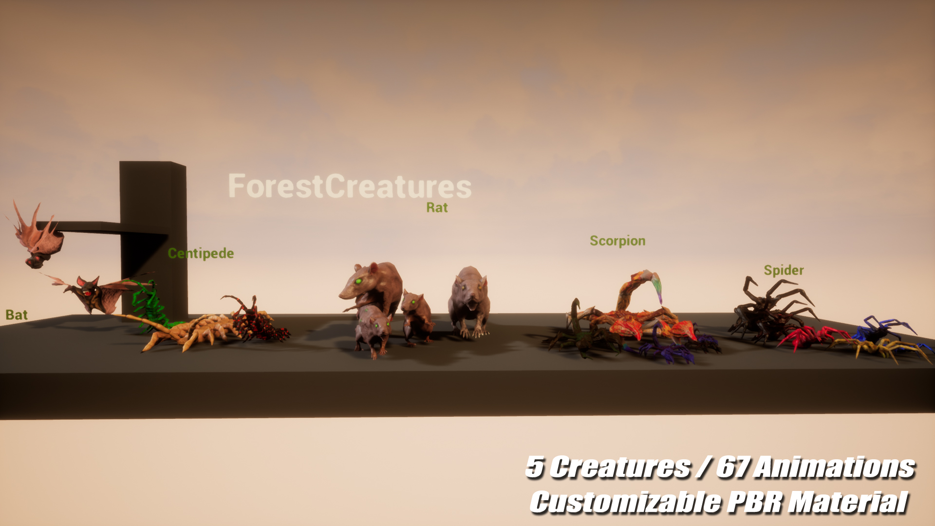 变异老鼠蝎子蝙蝠游戏角色含动画 虚幻4 ue4 ForestCreatureKit插图7