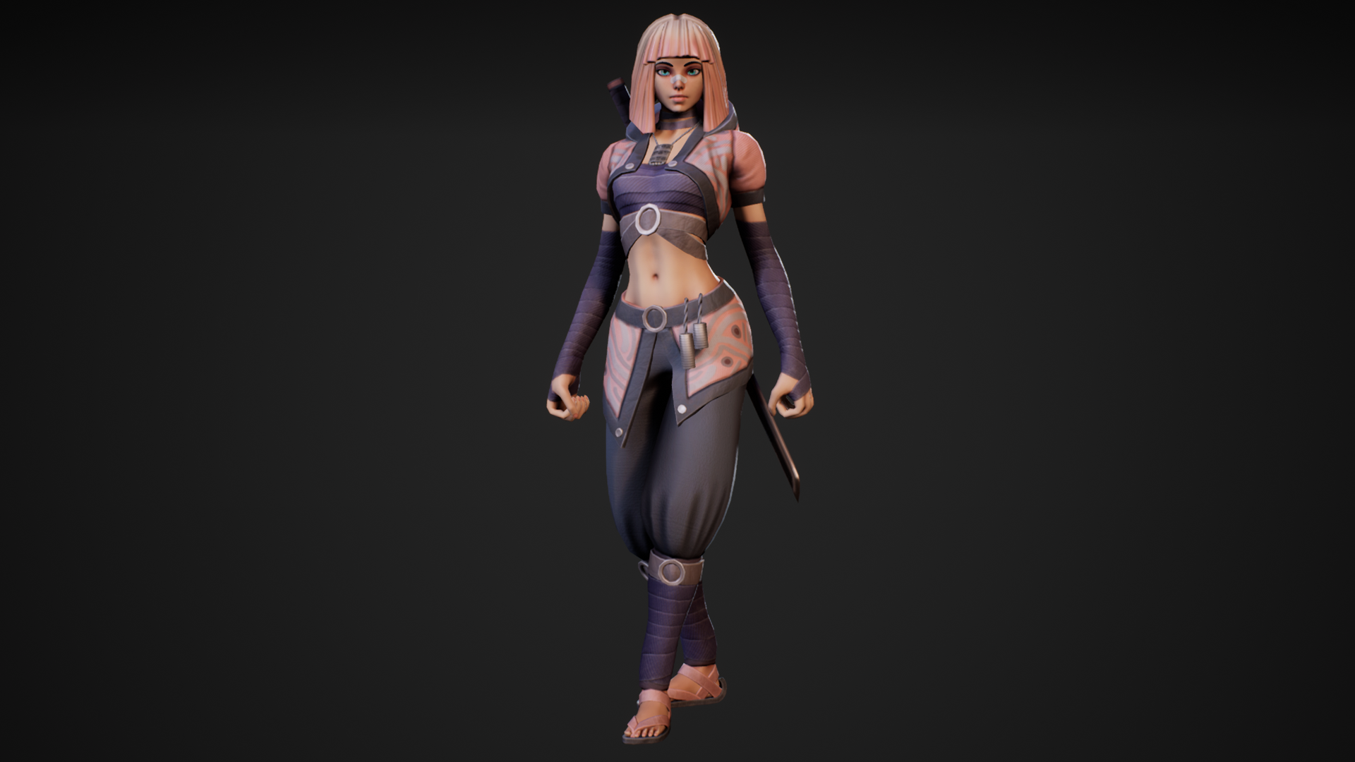 卡通女性剑士战士角色含动画 虚幻4 ue4 Yuko Stylized Character