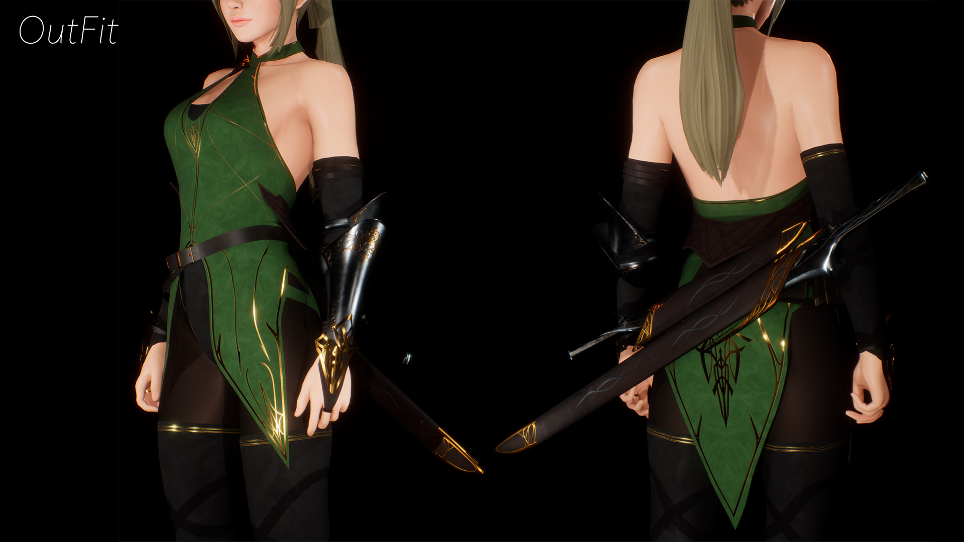 精灵 女剑士 战士 美女 角色 表情 动画 虚幻4 UE4  Sword Elf插图3