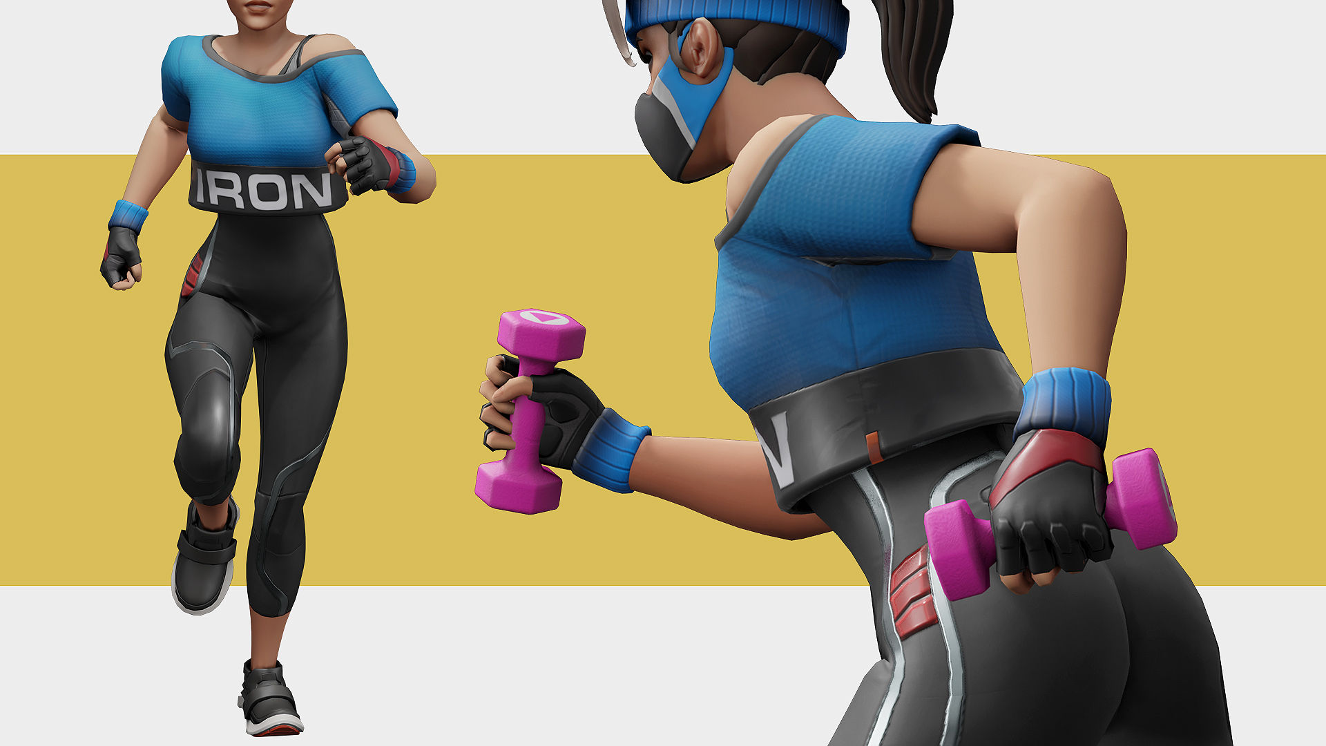 健身运动员女性角色 虚幻4 ue4 Workout Set for Stylized Female插图5