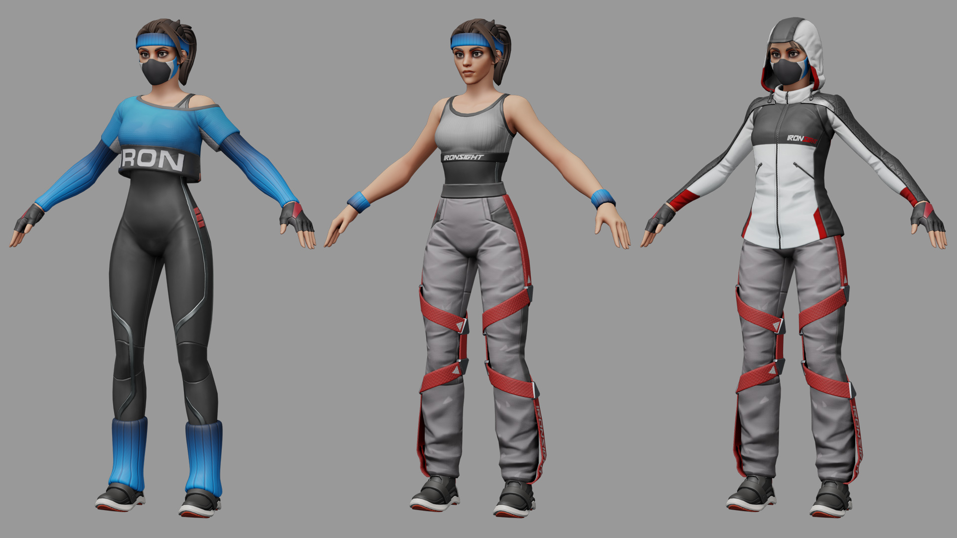 健身运动员女性角色 虚幻4 ue4 Workout Set for Stylized Female插图2