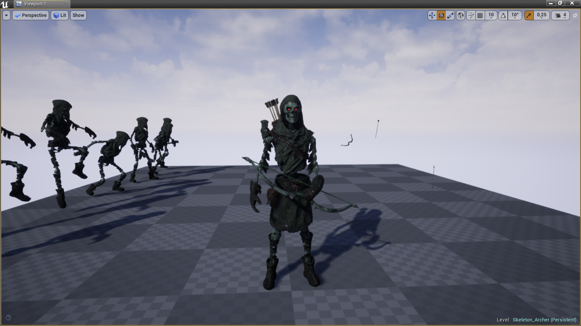 骷髅亡灵弓箭手射手游戏反派小兵角色 虚幻4 ue4 Skeleton archer插图7