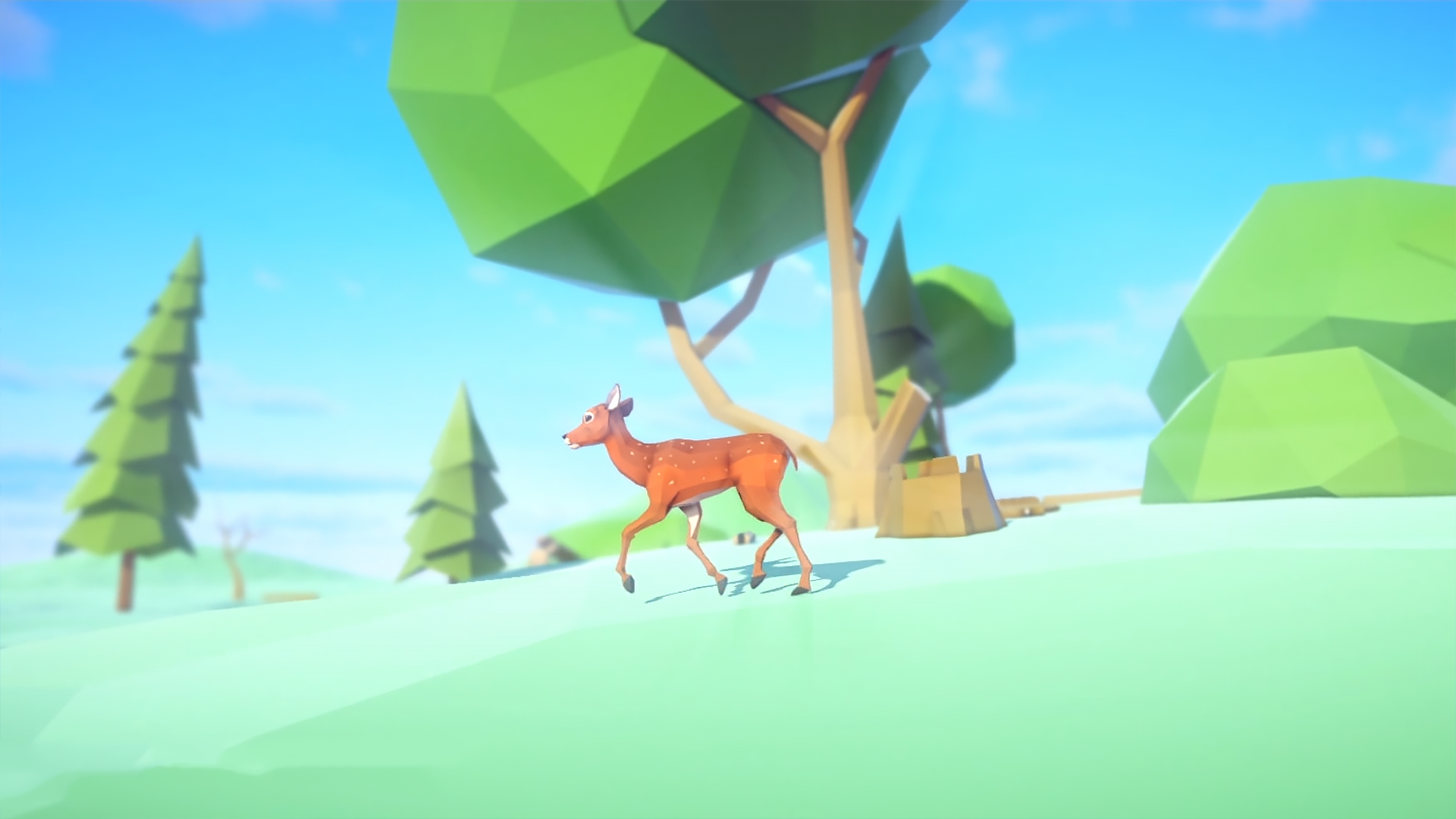 低模卡通公鹿麋鹿动物游戏角色含动画 虚幻4 ue4 Poly Art Deer插图1