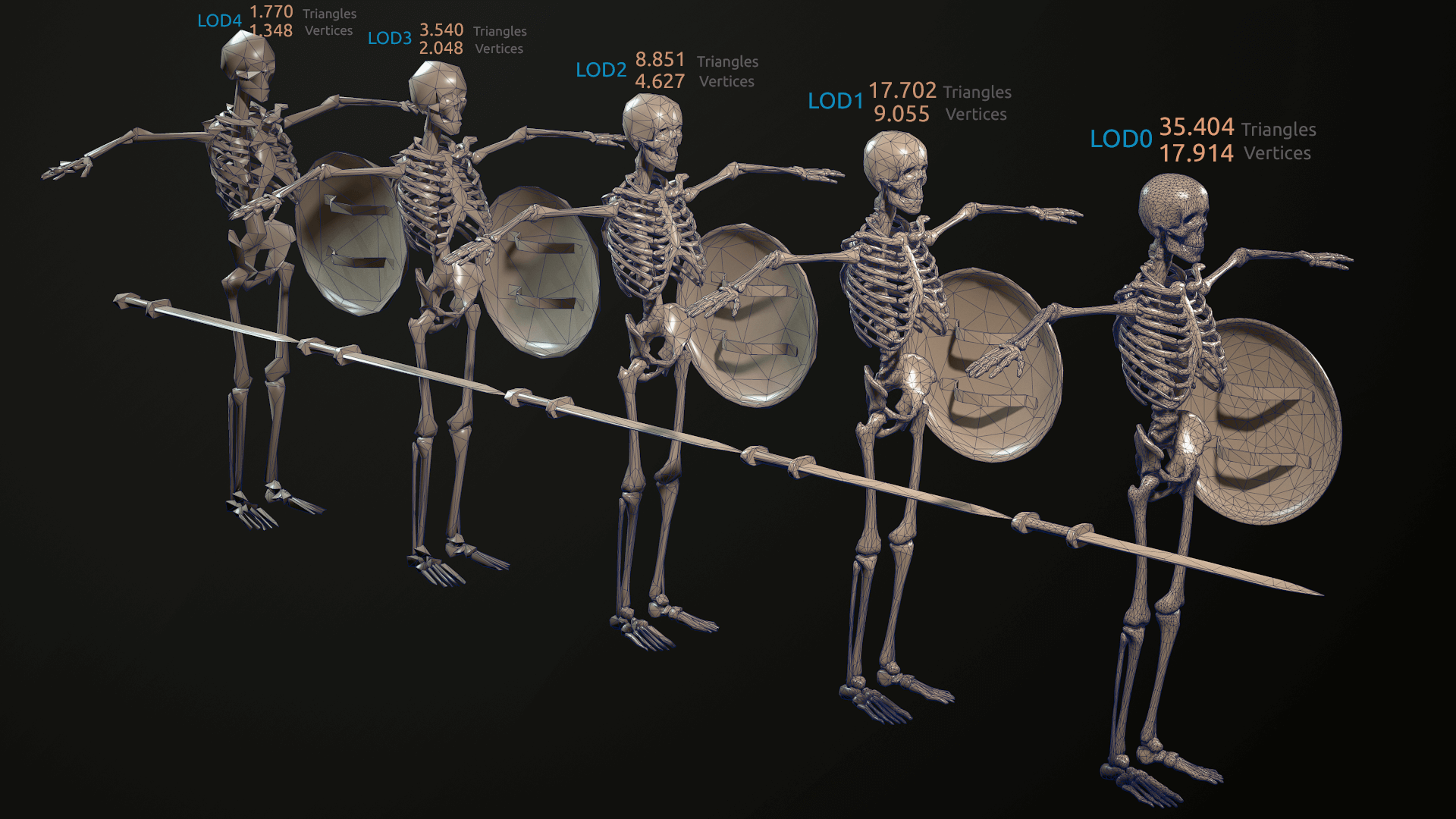 高质量骷髅亡灵士兵角色含动画 虚幻4 ue4 Skeleton Lightweight插图9