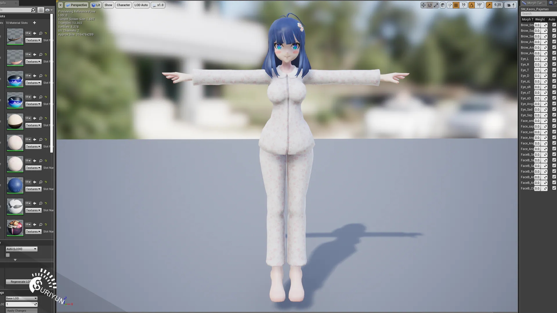 卡通动漫二次元JK和服睡衣女忍者游戏角色含动画 虚幻4 ue4 Kaoru插图2