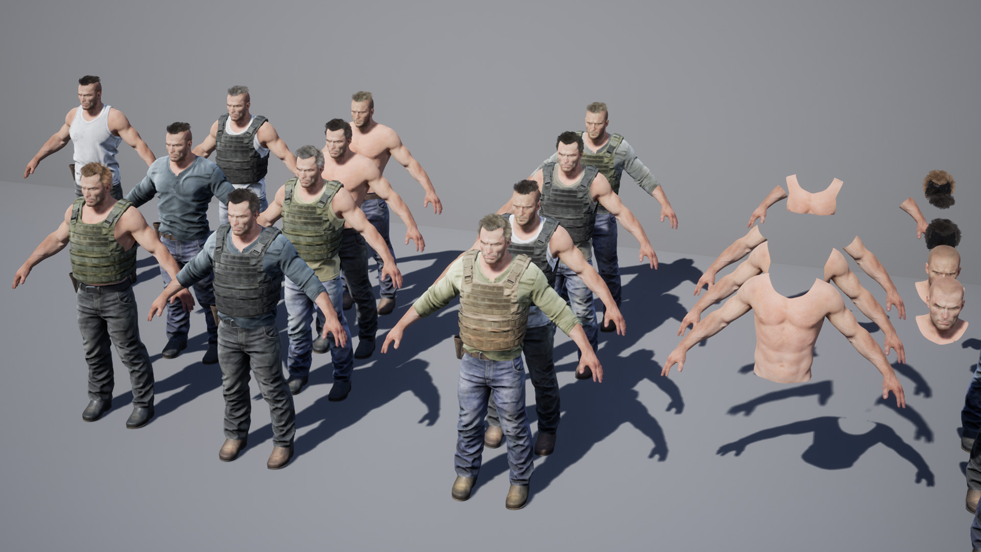 雇佣兵 角色 动画 虚幻4 UE4 Male Realistic Character Pack 01插图2