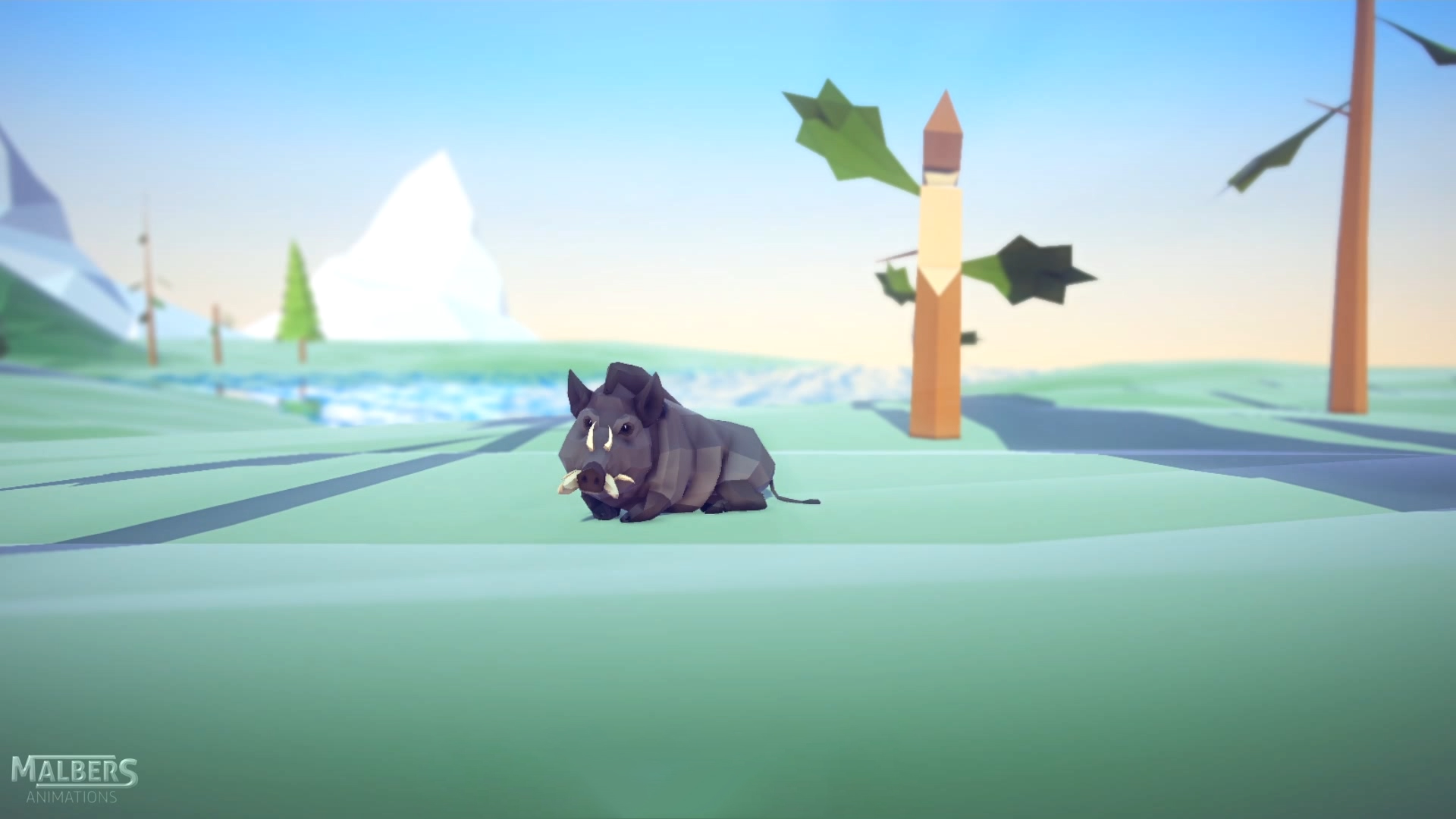 卡通低模野猪山猪动物游戏角色含动画 虚幻4 ue4 Poly Art Boar插图3