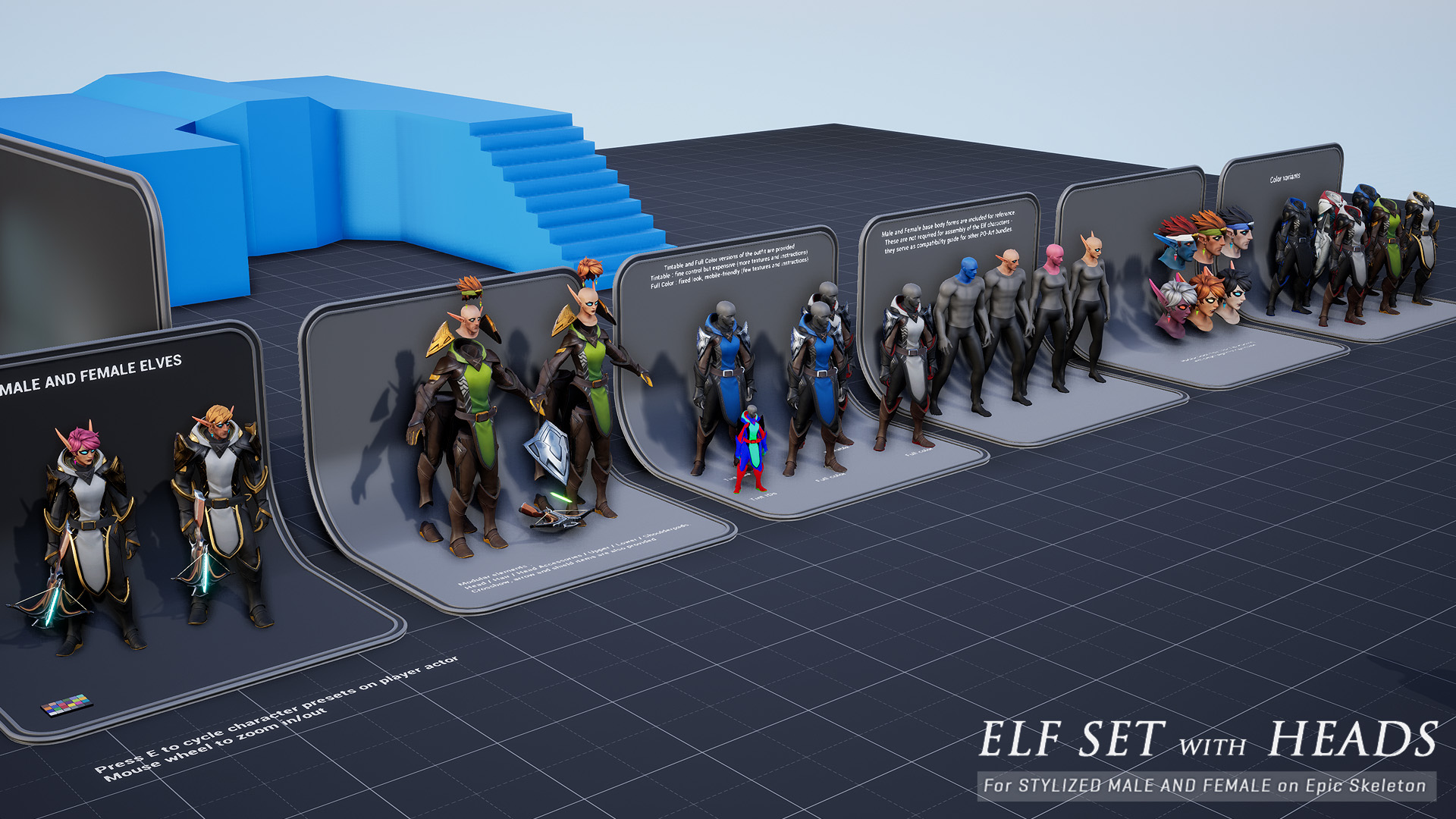 卡通动画风格精灵战士角色含动画服装 虚幻4 ue4 Fantasy Elf Set插图2