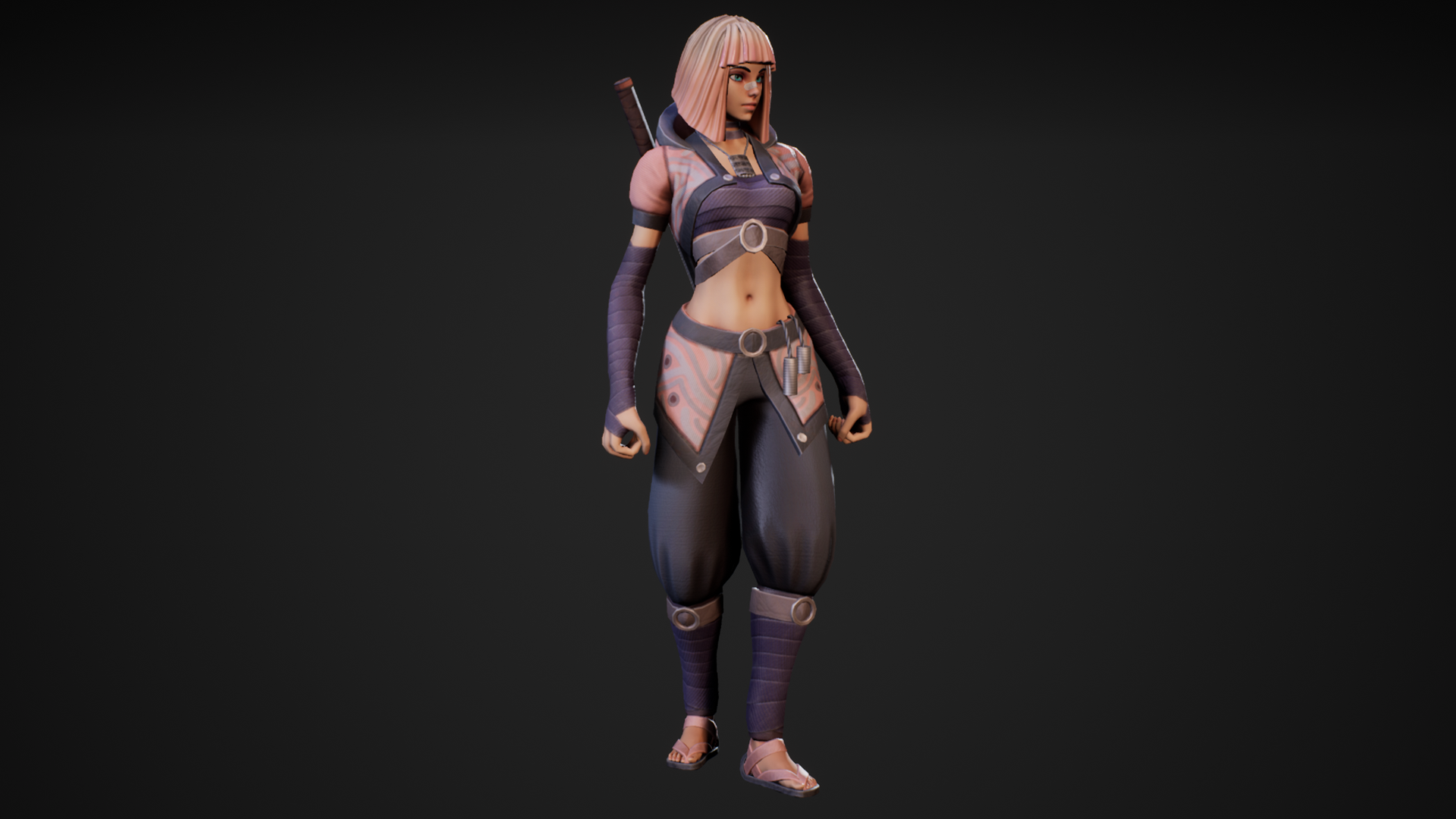 卡通女性剑士战士角色含动画 虚幻4 ue4 Yuko Stylized Character插图1