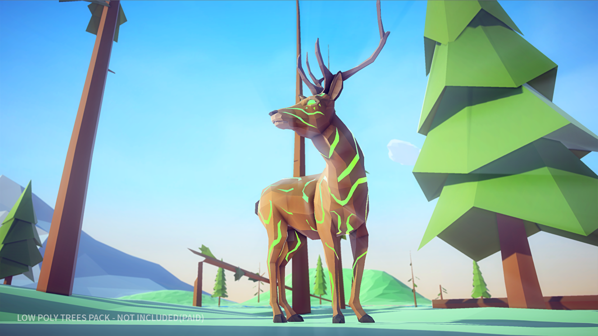 低模卡通公鹿麋鹿动物游戏角色含动画 虚幻4 ue4 Poly Art Deer插图3