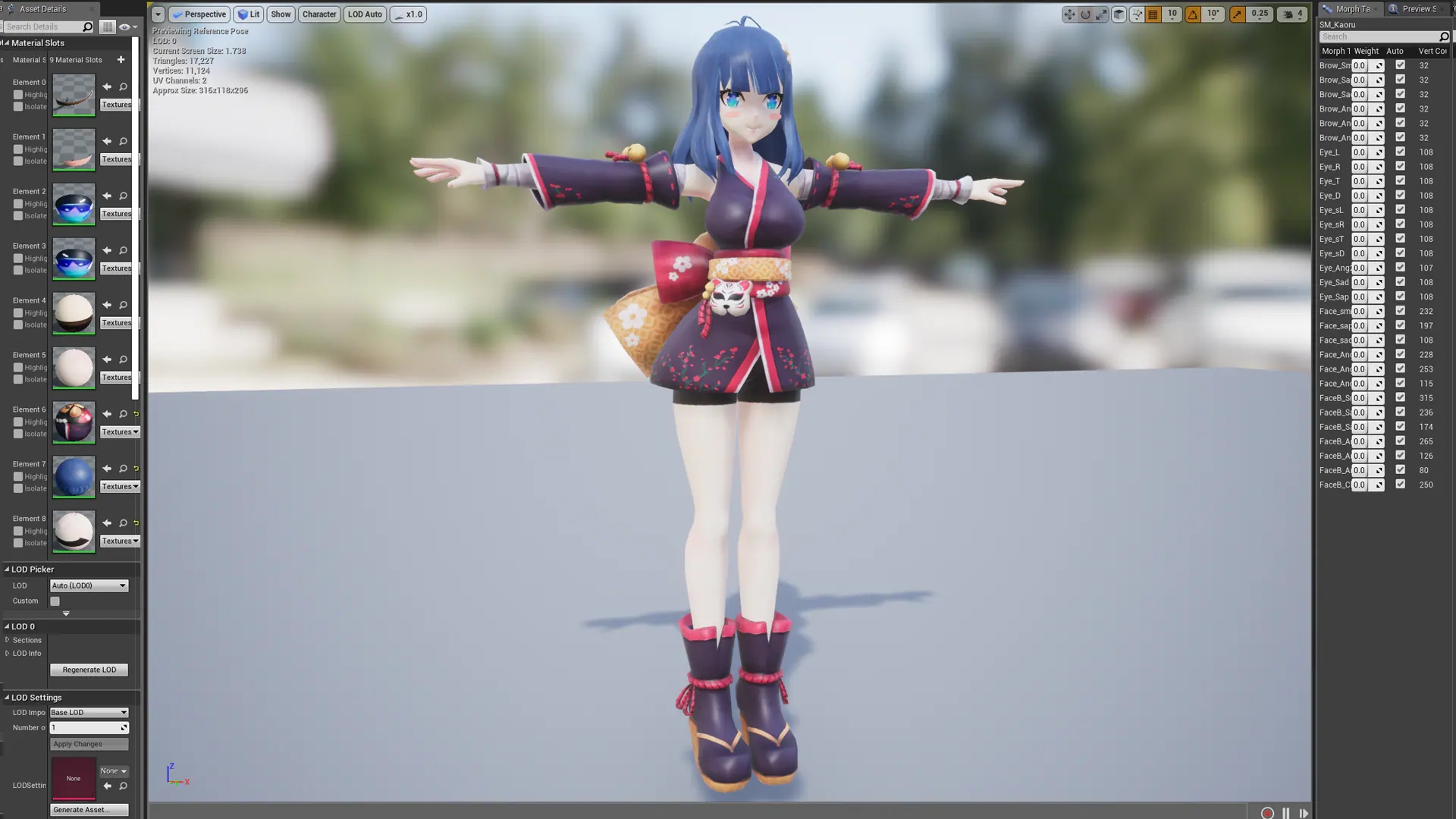 卡通动漫二次元JK和服睡衣女忍者游戏角色含动画 虚幻4 ue4 Kaoru插图4